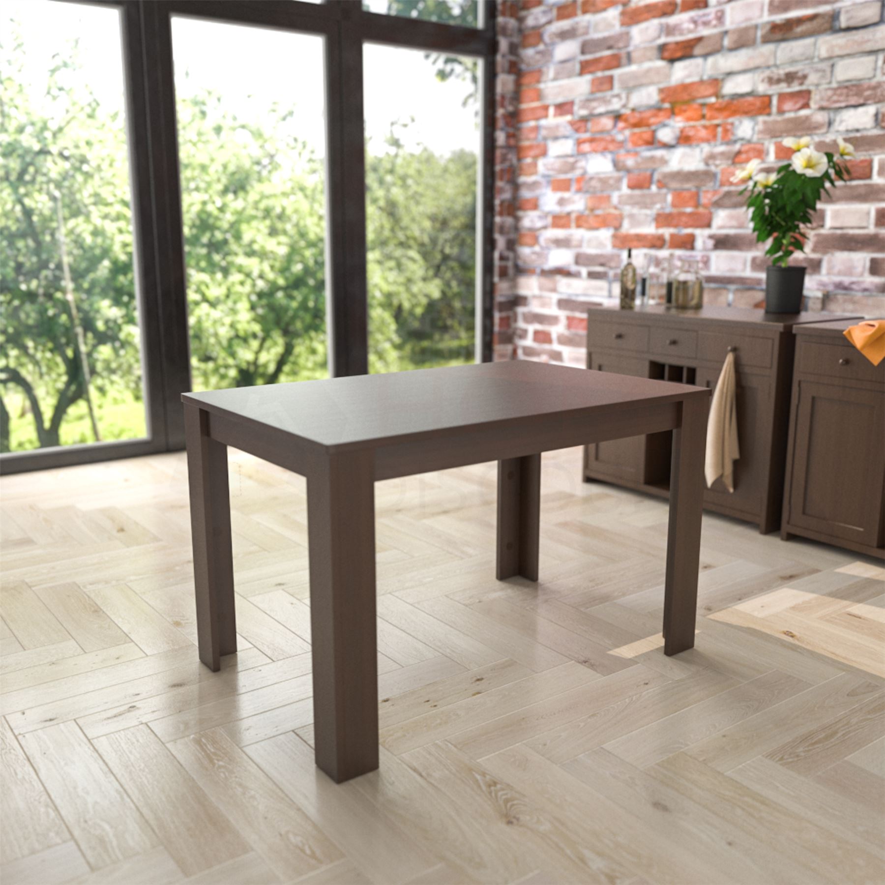 Dining Table & Chairs Set 4/6 Faux Leather Fabric Kitchen Padded Seat Furniture - Picture 5 of 87