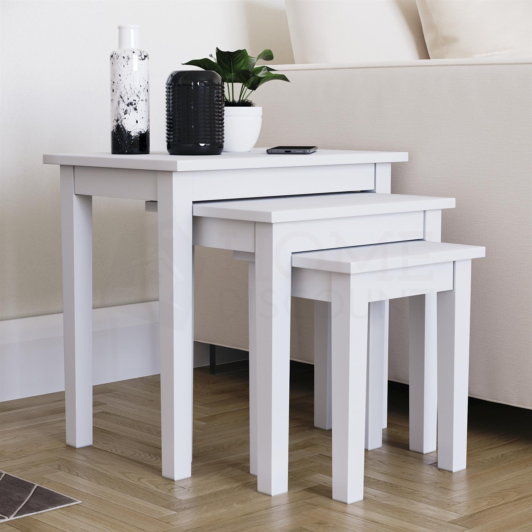 Wooden Nest of Tables 3 Piece Table Set Coffee Side Living Room Furniture - Picture 24 of 37