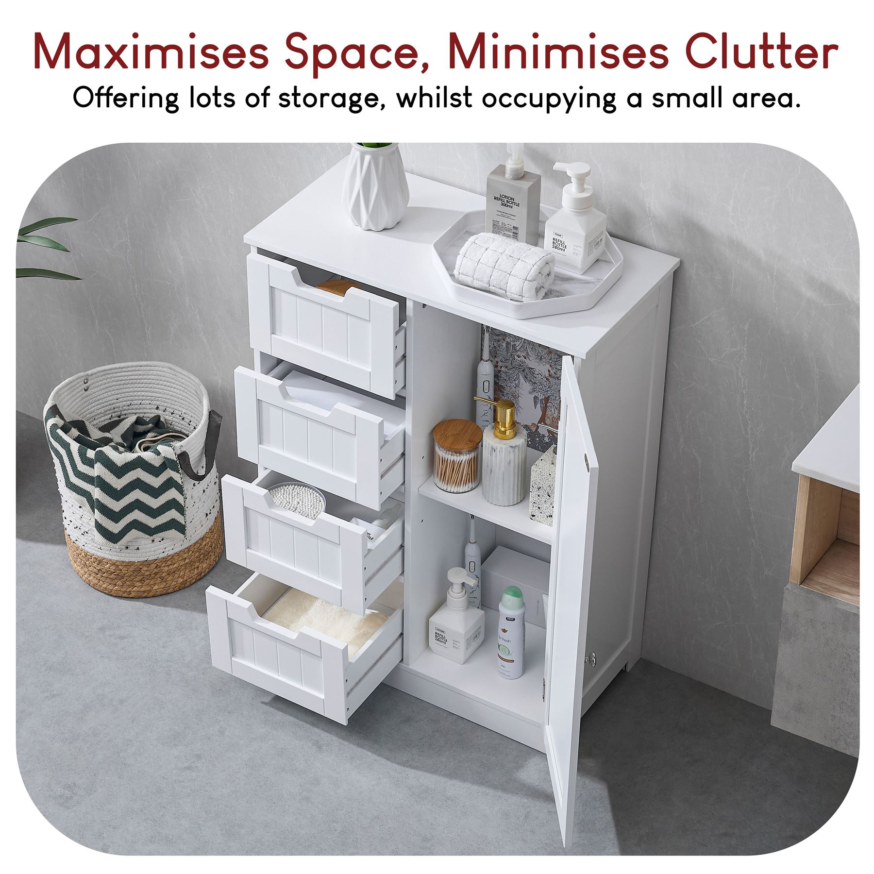 Priano Bathroom Cabinet Door Wall Mounted Freestand Storage Furniture White Grey - Picture 72 of 153