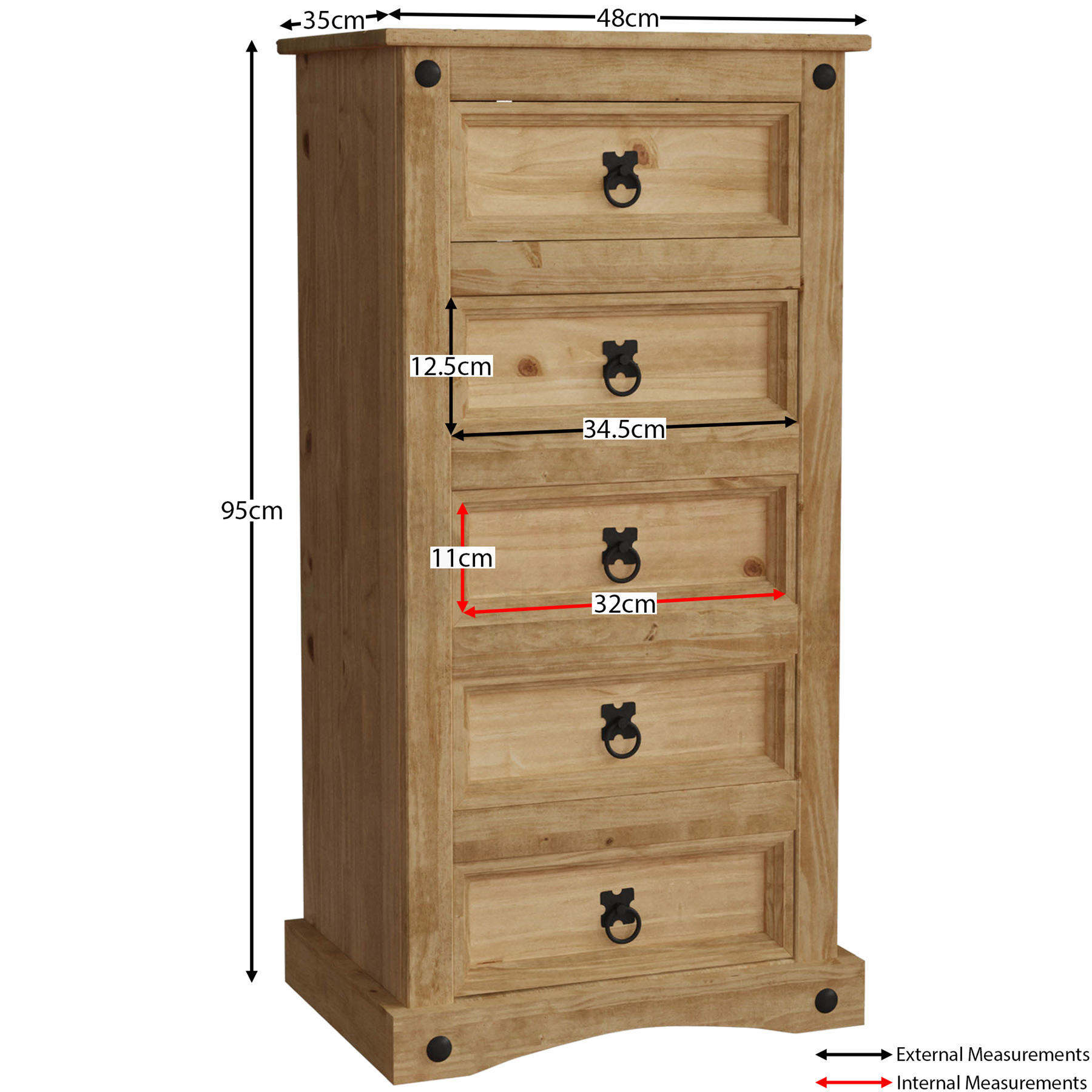 Corona Chest of Drawers Wardrobe Bed Mexican Solid Waxed Pine Bedroom Furniture - Picture 39 of 129