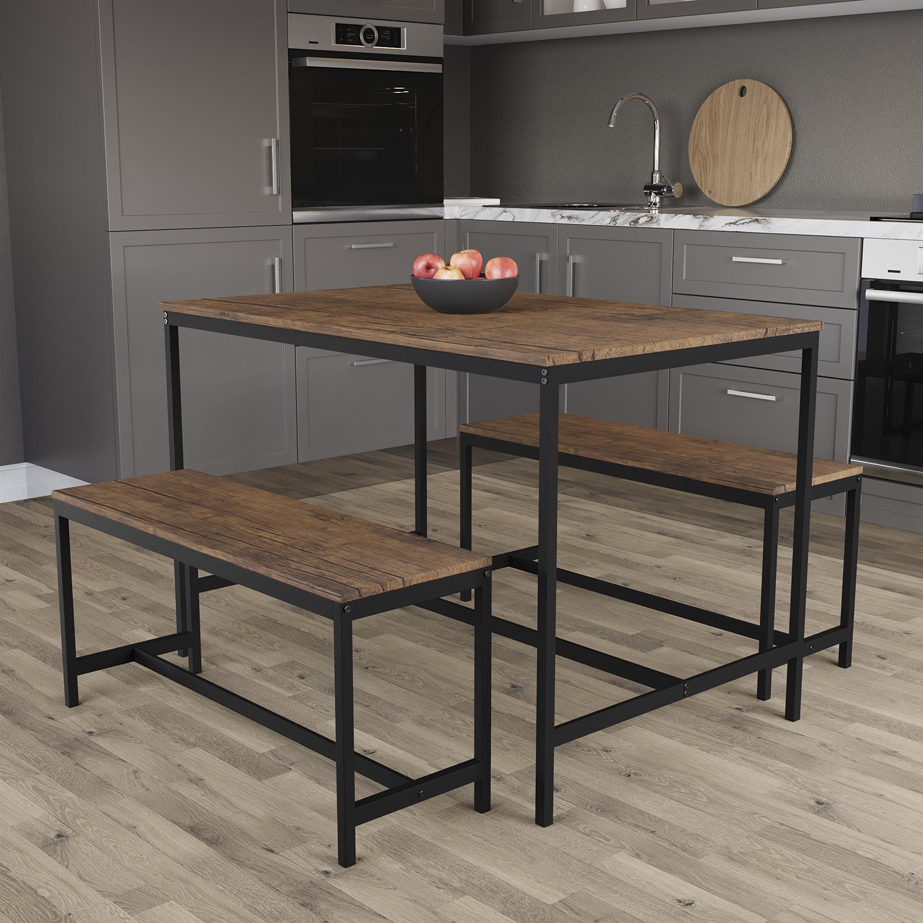 Wooden Dining Table & Chair Set 2 / 4 Seater Bench Chair Kitchen Room Furniture - Picture 5 of 82