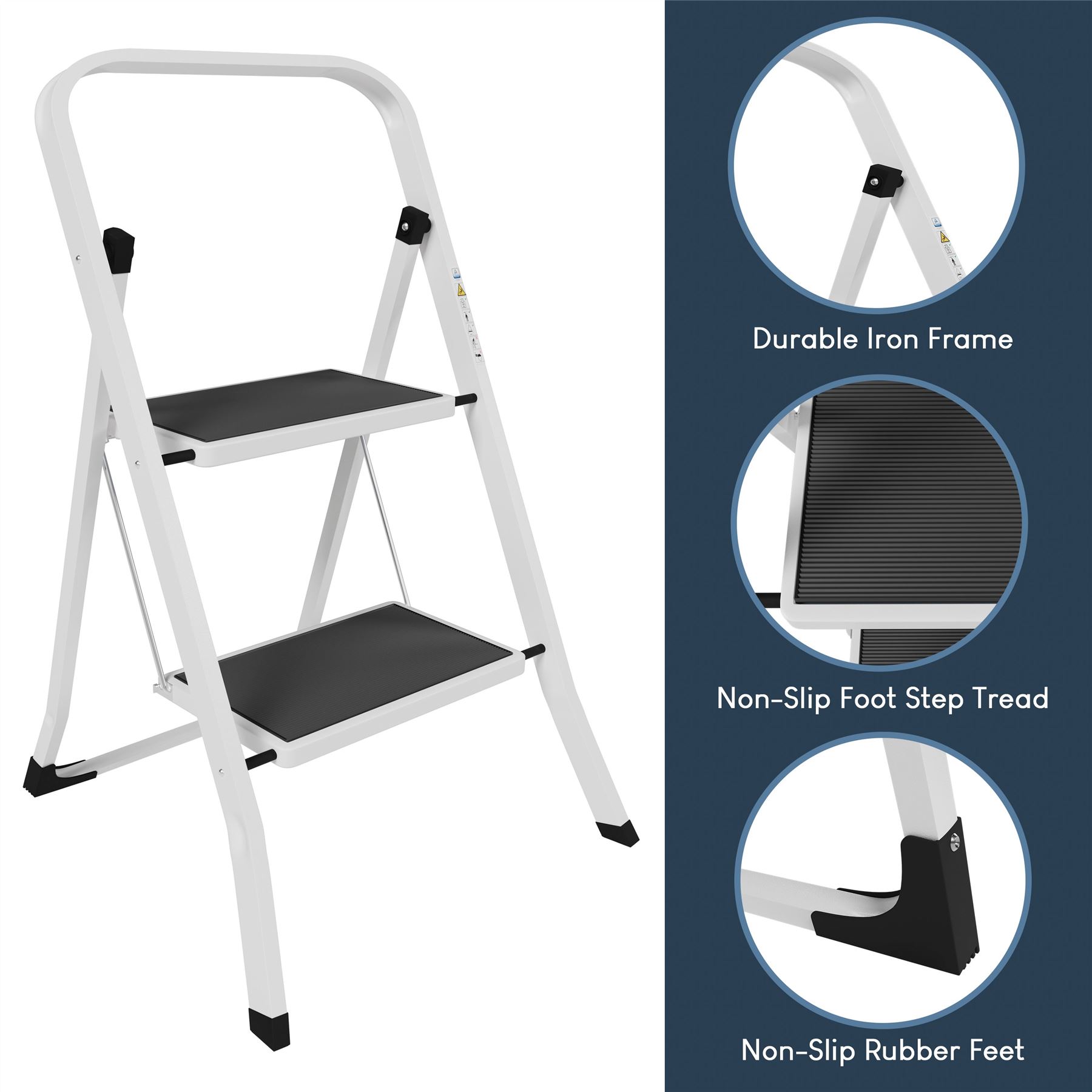 2 3 4 Step Ladder Folding Portable Compact Heavy Duty Iron Anti-Slip Mat Stool - Picture 8 of 69