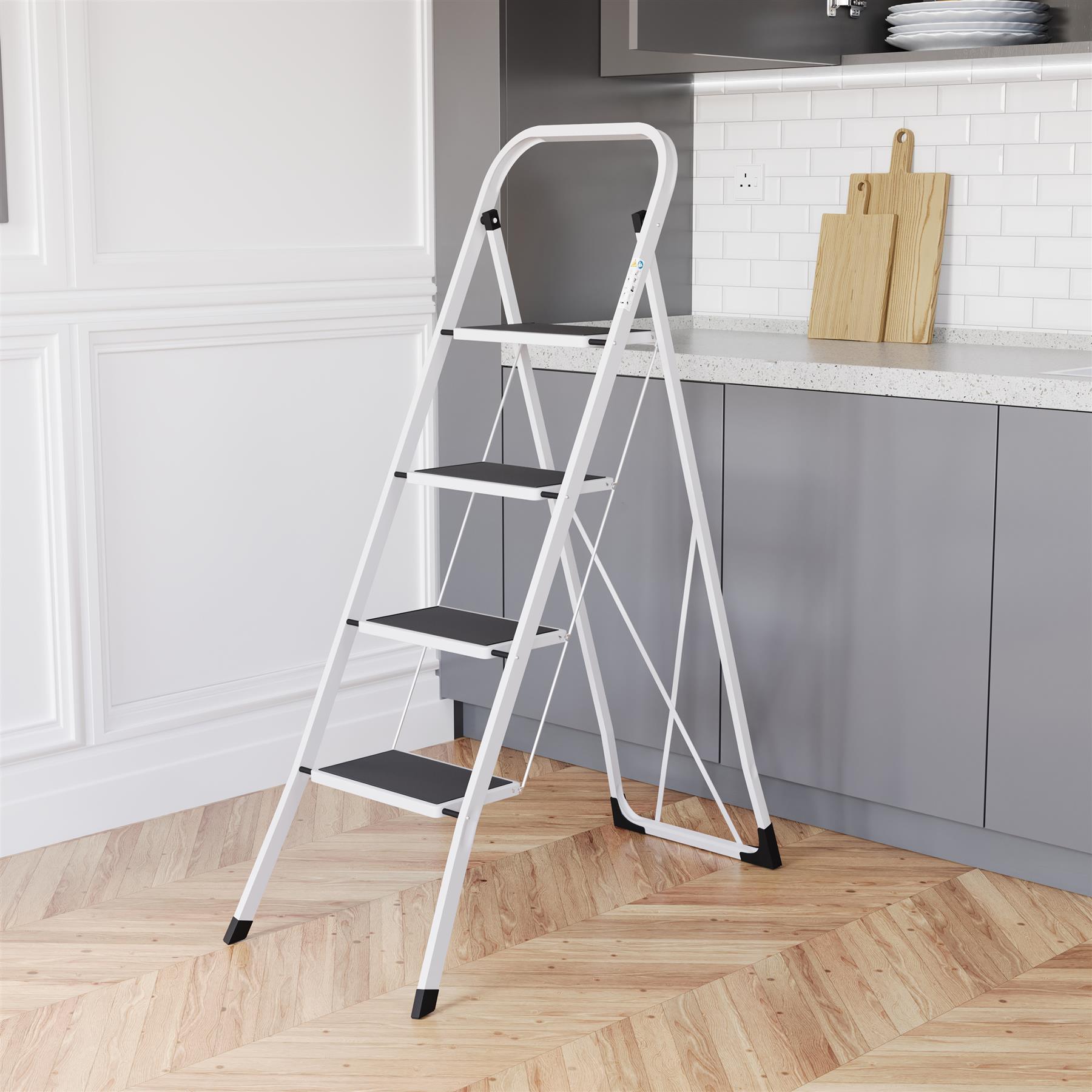 2 3 4 Step Ladder Folding Portable Compact Heavy Duty Iron Anti-Slip Mat Stool - Picture 56 of 69