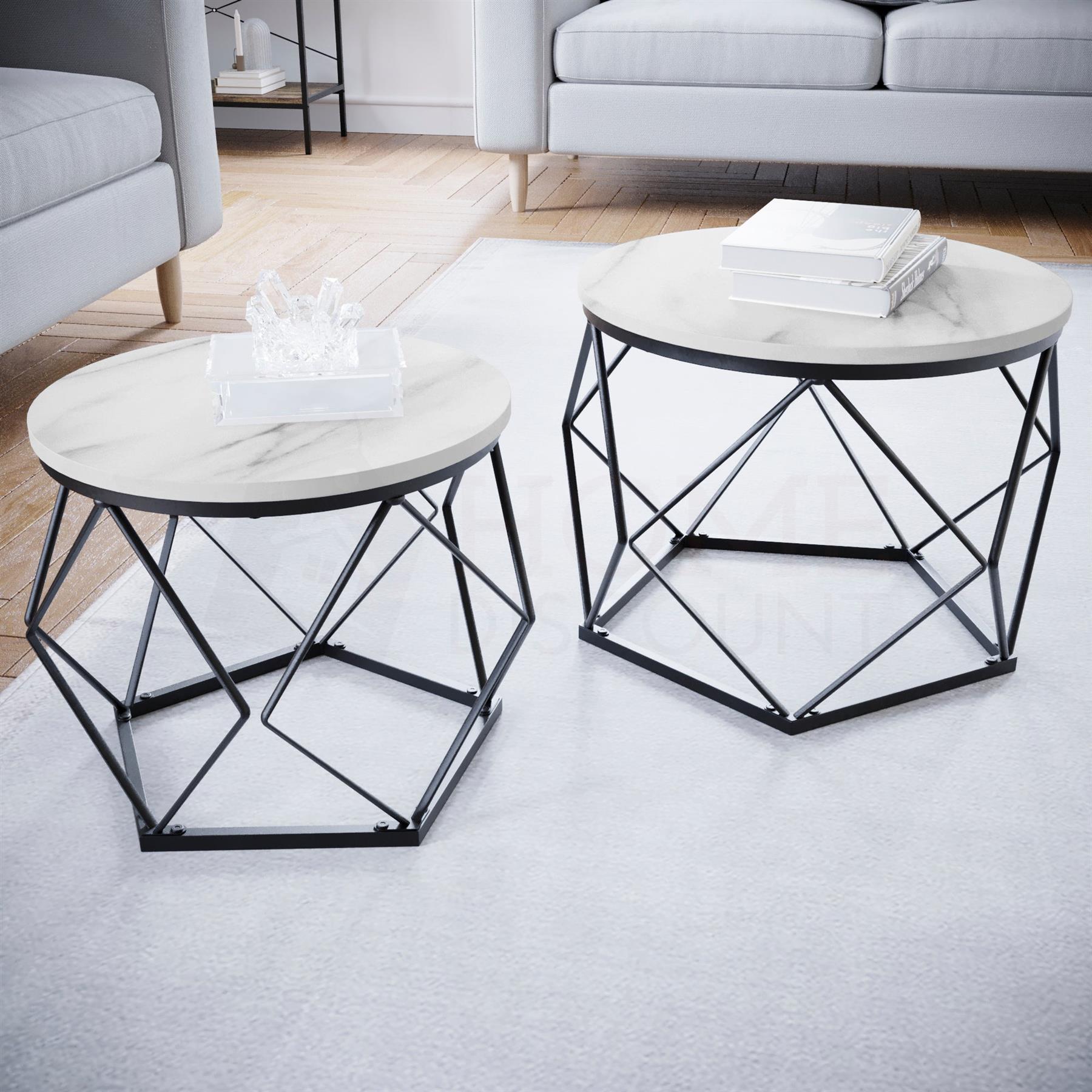 Set of 2 3 Coffee Nesting Table Set Sofa Side End Table Industrial Living Room - Picture 29 of 107