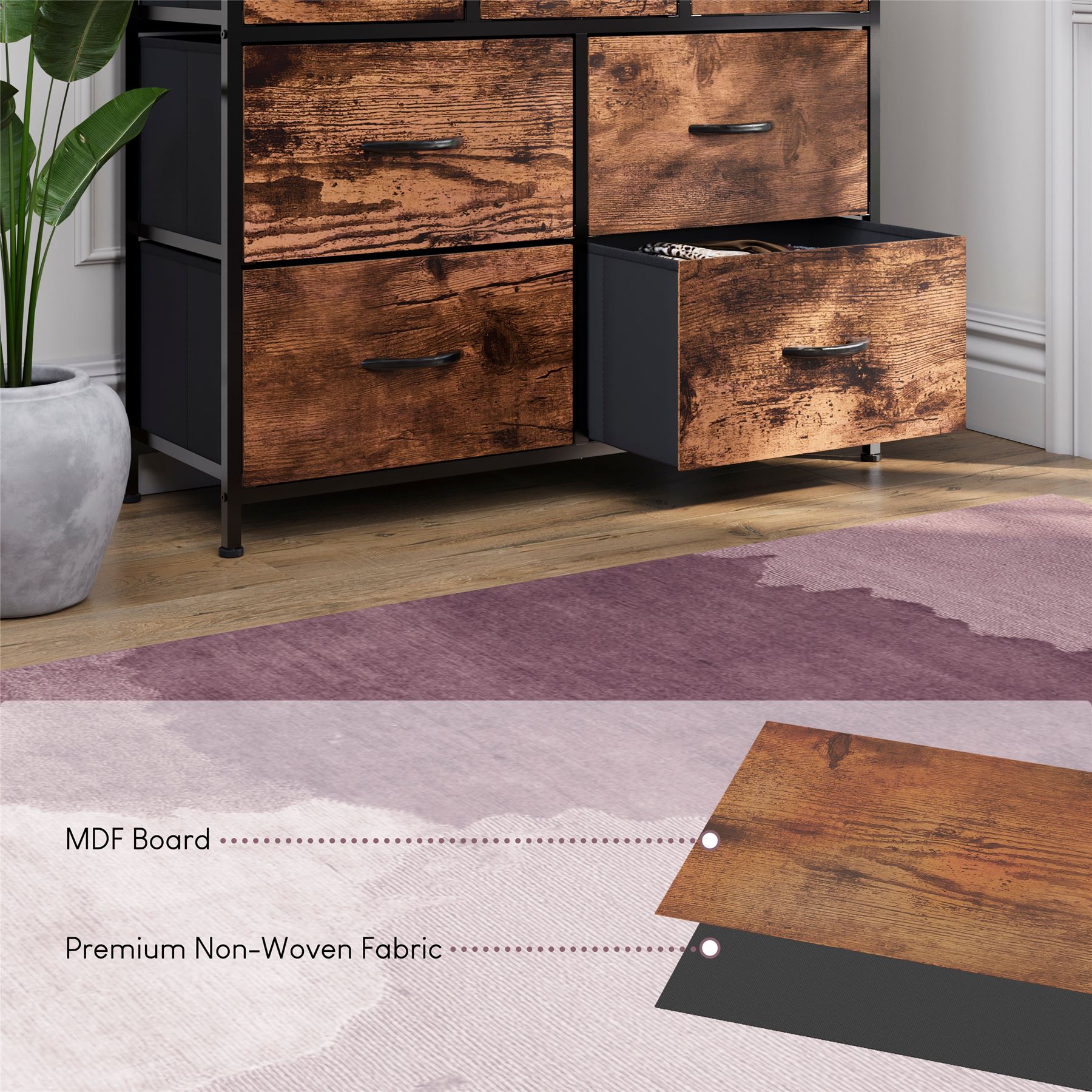 Moderne Stoff Kommode Aufbewahrung Organizer Schlafzimmer Möbel "UKFR" - Bild 45 von 65