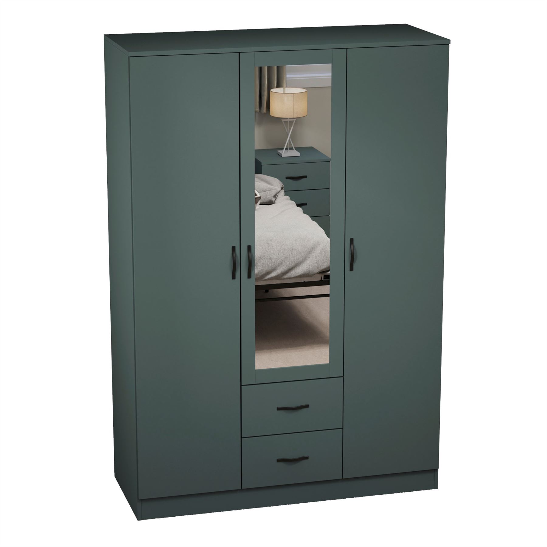 Riano Chest Drawer Bedside Wardrobe Dressing Table Trio Set Bedroom Furniture - Picture 590 of 606