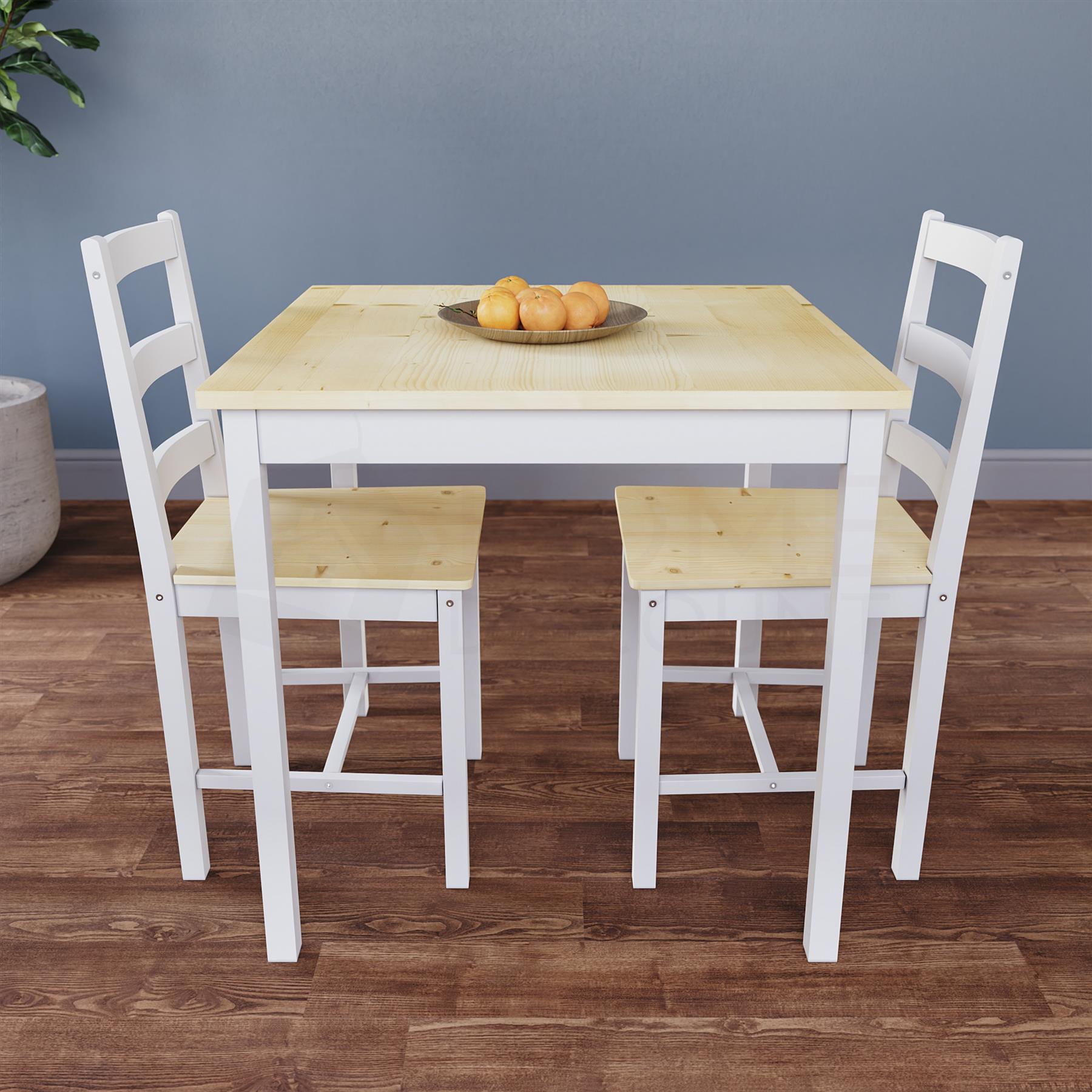 Solid Wood Dining Table and 2 4 Chairs Set Home Kitchen Furniture 3 Colours - Picture 25 of 73