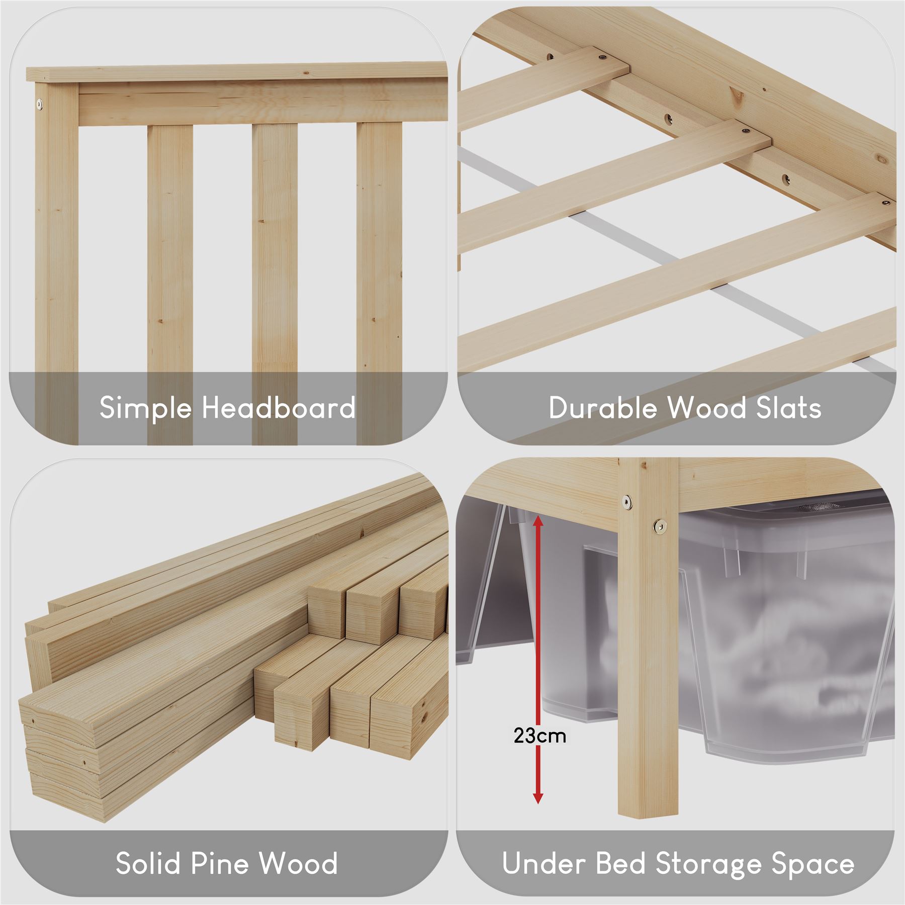 Holzbett Milan Single Double King Size 3 Fuß 4 Fuß 6 5 Fuß Rahmen Matratze Weiß Kiefer - Bild 9 von 37