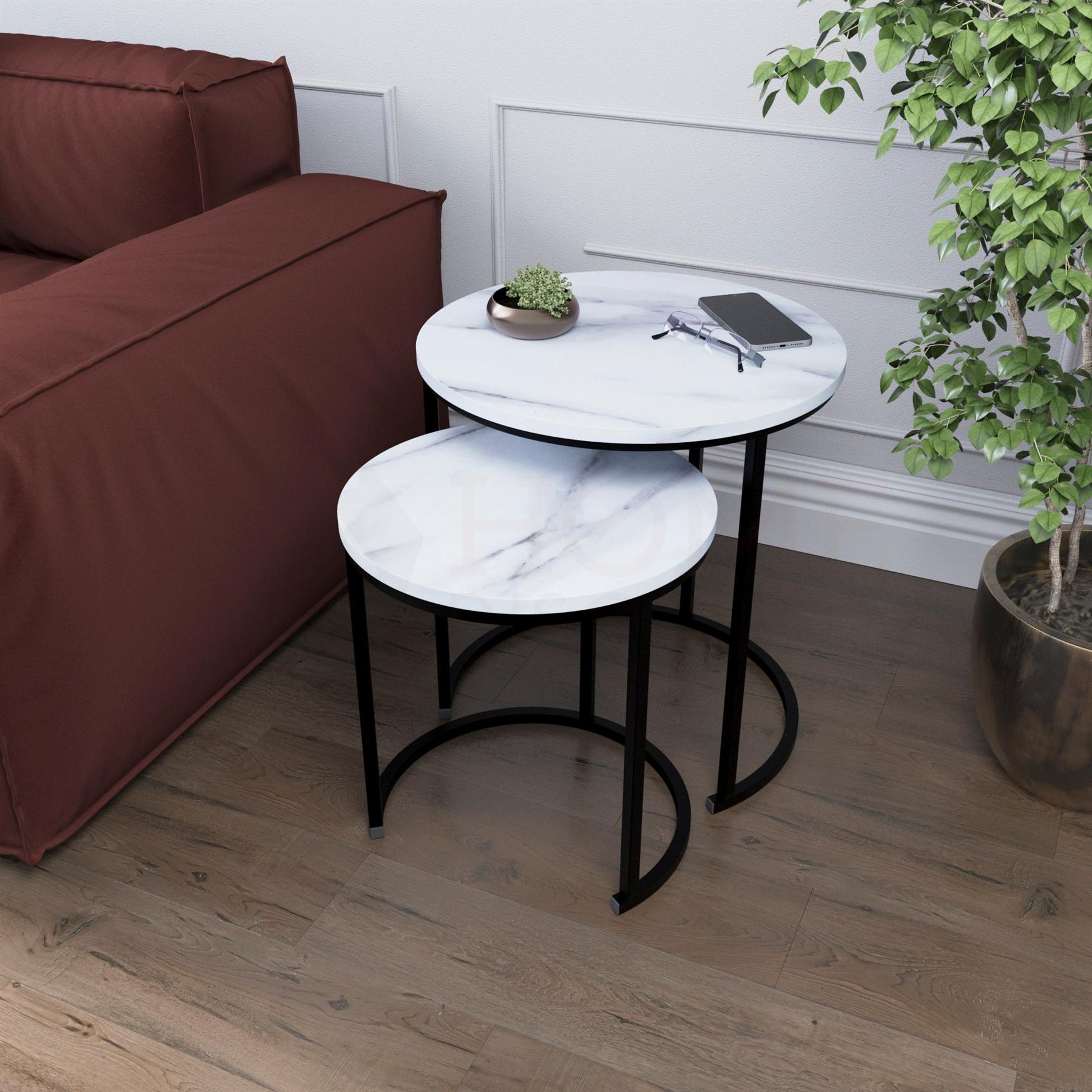 Set of 2 3 Coffee Nesting Table Set Sofa Side End Table Industrial Living Room - Picture 68 of 107