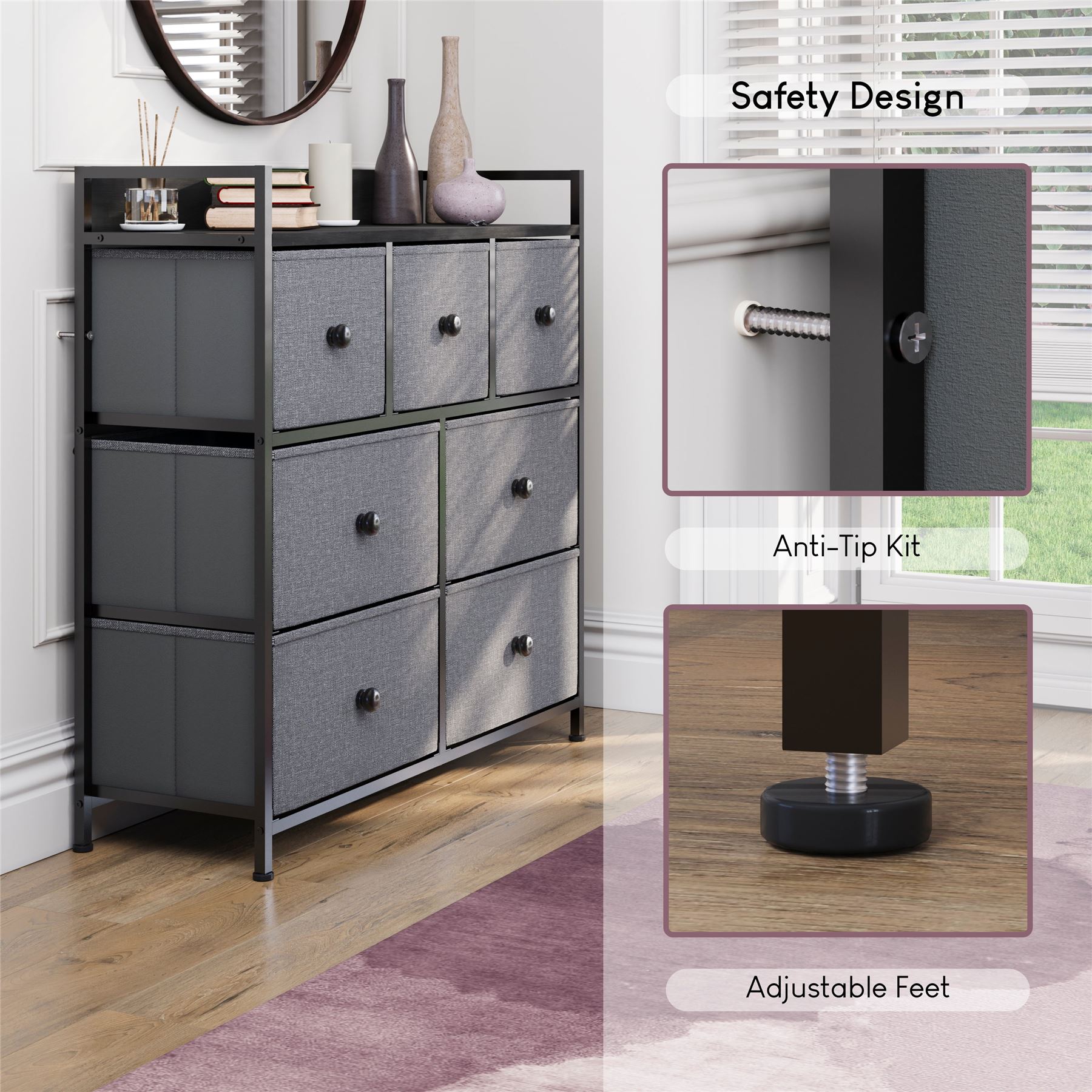 Vida Designs Stoff Kommode Aufbewahrungsschrank Schlafzimmer Flur 'UKFR' - Bild 129 von 193