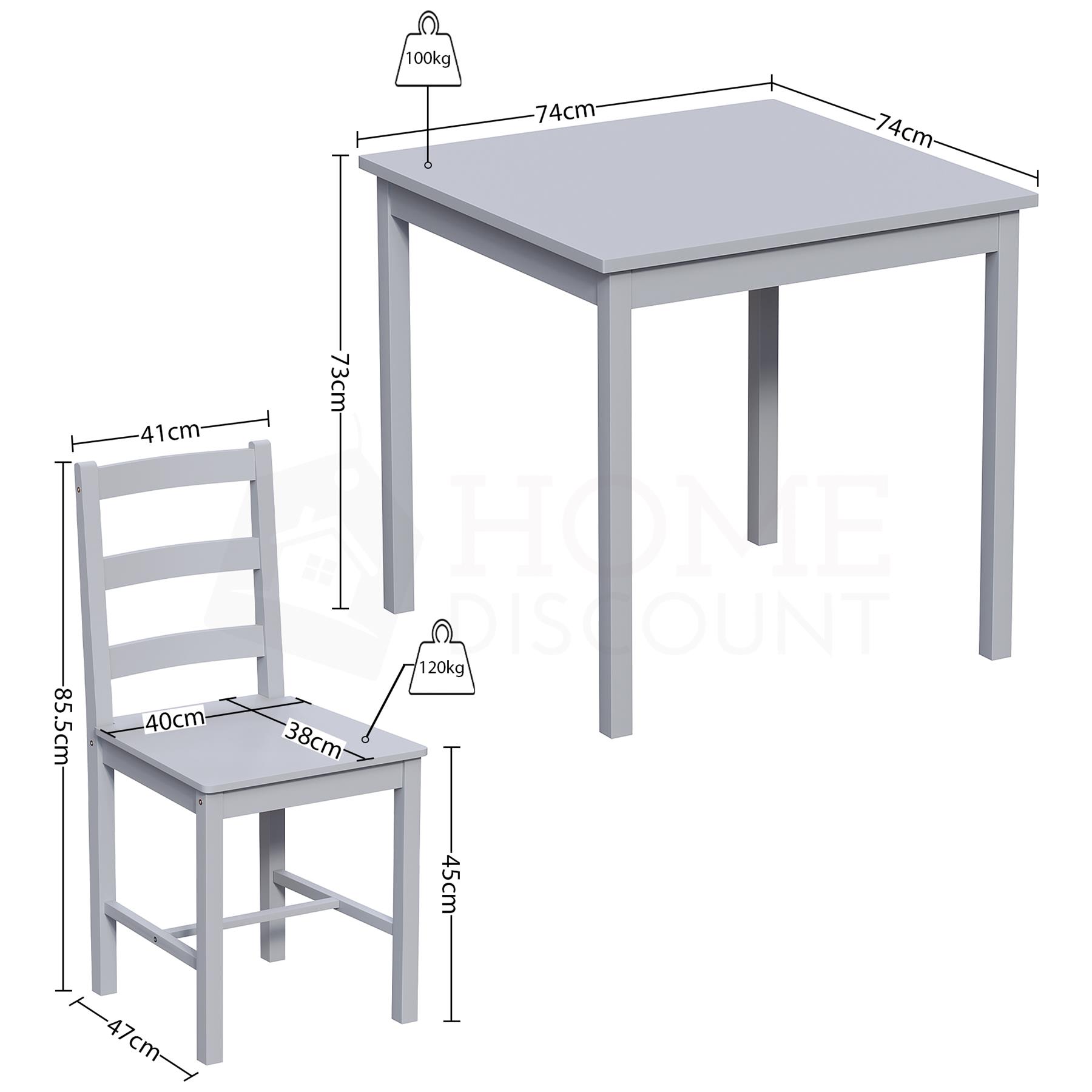 Solid Wood Dining Table and 2 4 Chairs Set Home Kitchen Furniture 3 Colours - Picture 11 of 73