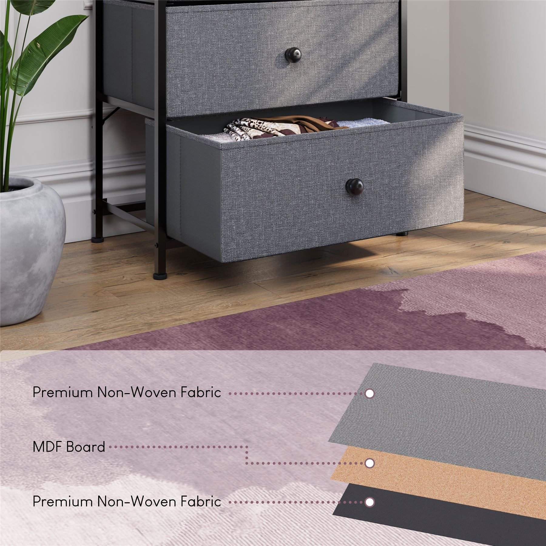 Vida Designs Stoff Kommode Aufbewahrungsschrank Schlafzimmer Flur 'UKFR' - Bild 71 von 193