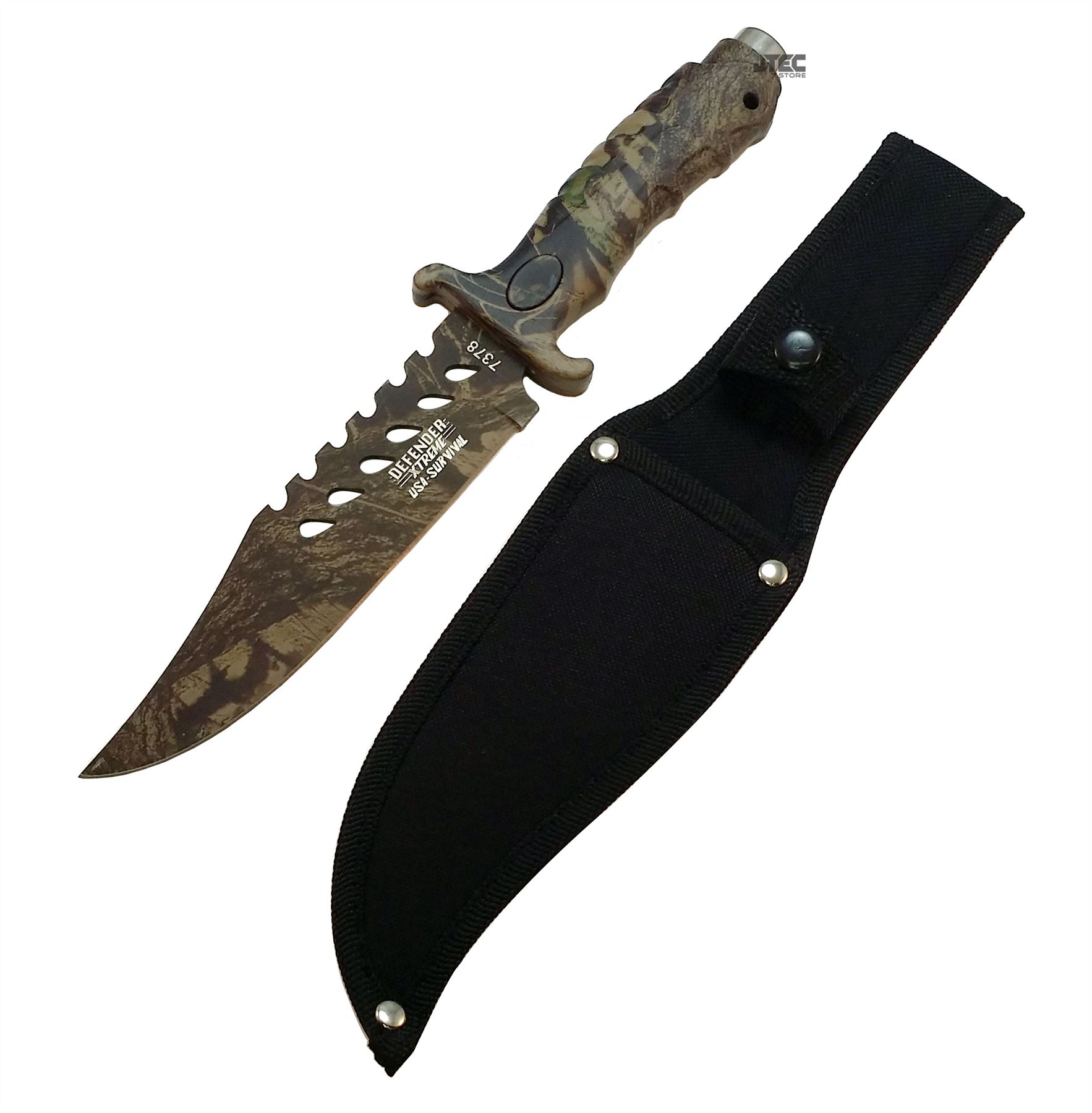 10.5" CAMO Tactical COMBAT BOWIE HUNTING Fixed Blade Knife Survival