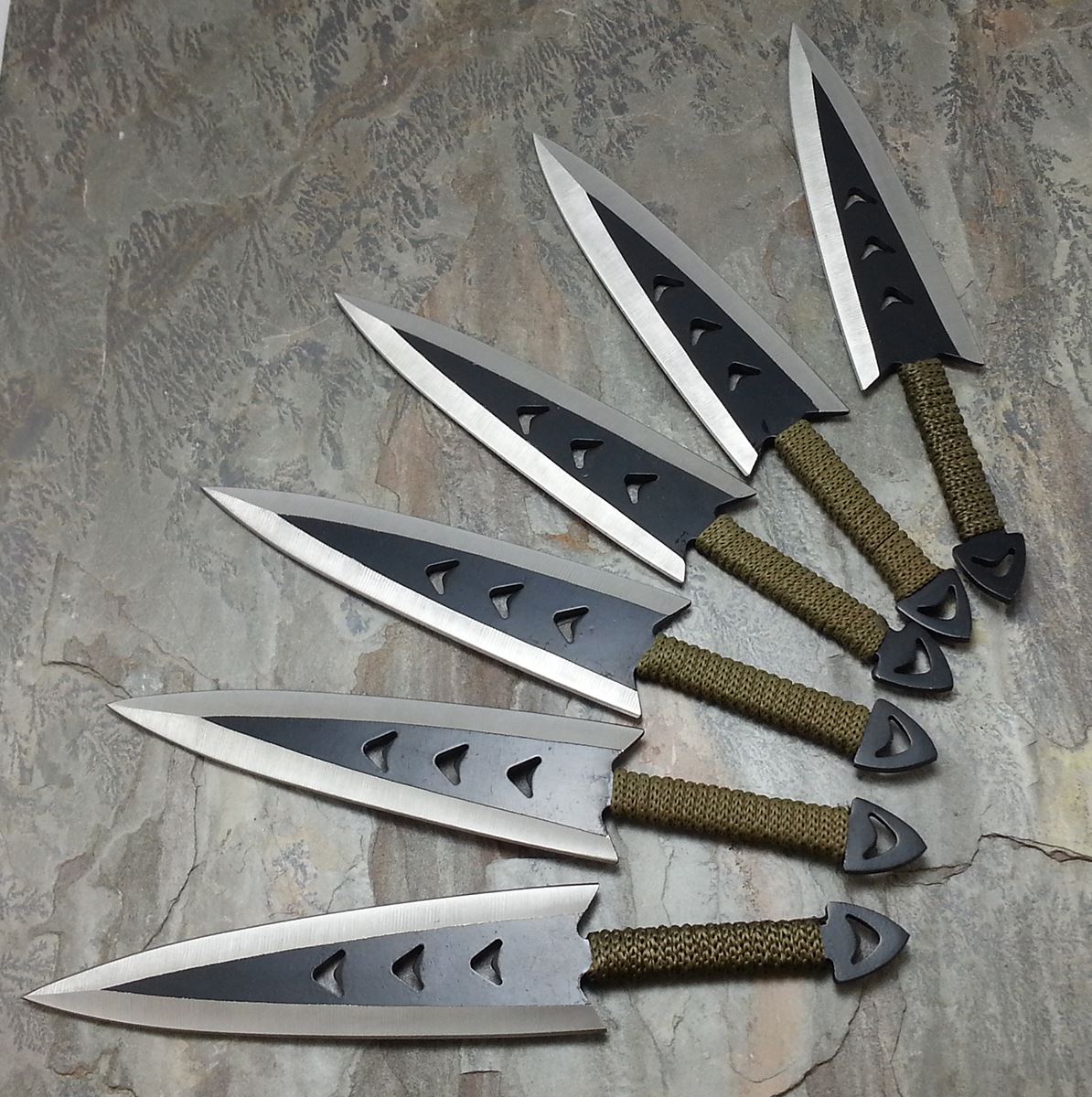 6.5" 6pc SET Paracord Wrapped Arrowhead Throwing Knives w/ Nylon Sheath eBay