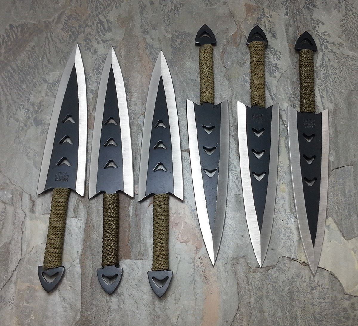6.5" 6pc SET Paracord Wrapped Arrowhead Throwing Knives w/ Nylon Sheath eBay