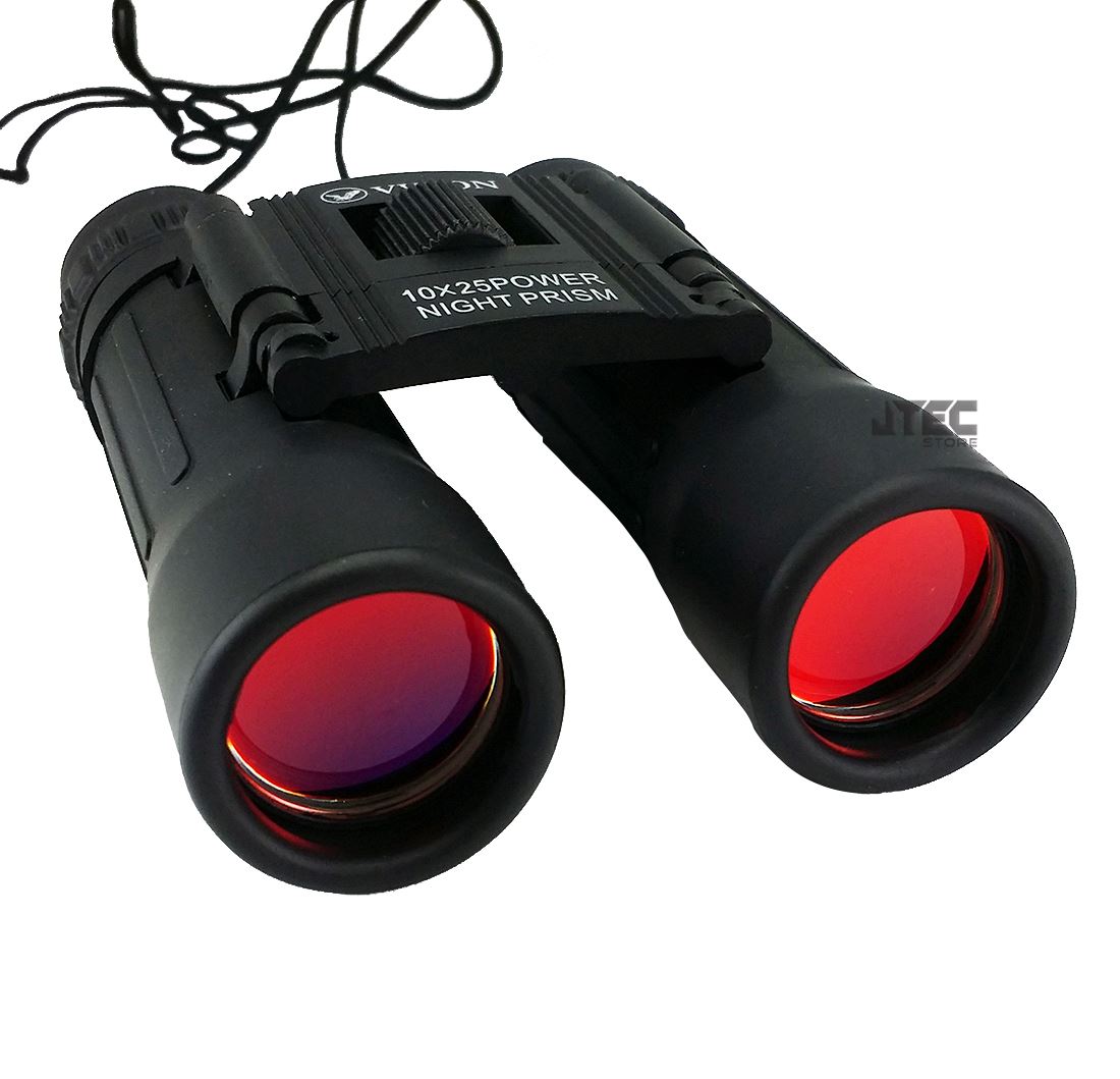 10x25 DAY/NIGHT Binoculars Ruby Coated Lenses Rubber Body HIGH QUALITY