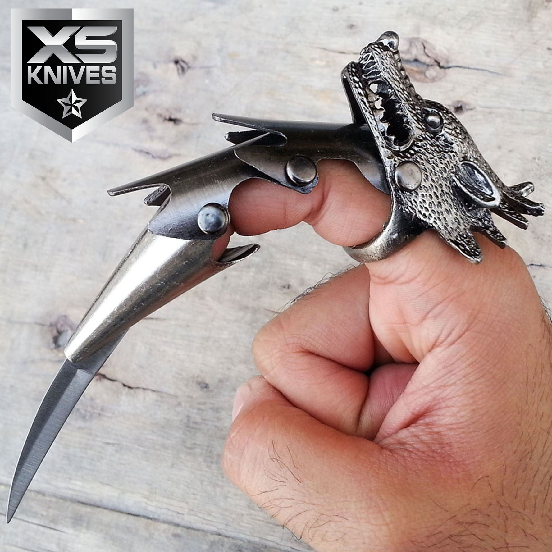 6" WOLF HEAD CLAW Blade Finger Ring IRON REAVER ARMOR Fantasy Knife COMBAT