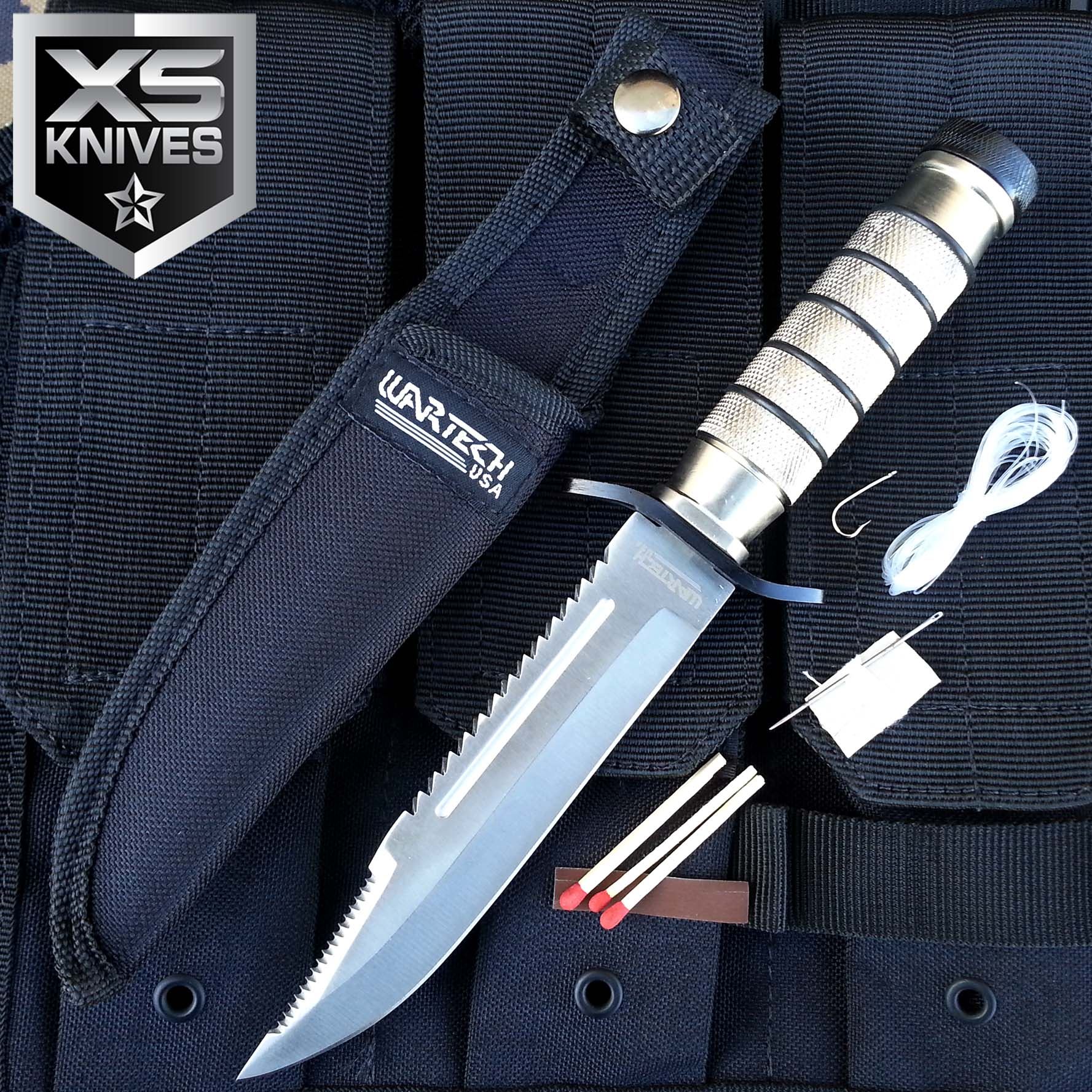 WARTECH USA 9 Inch Tactical Hunting Fixed Blade Hunting Knife with Survival Kit eBay