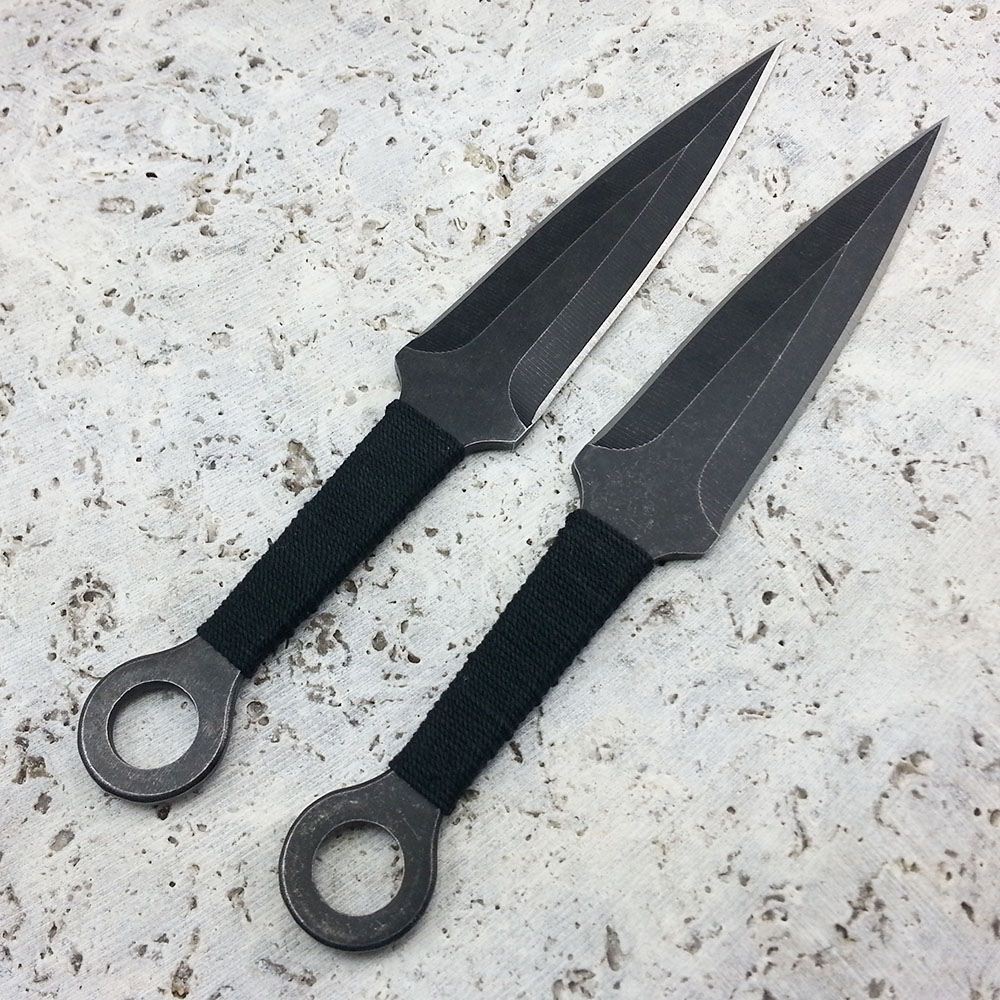 2pc 7.5" Tactical Survival Black Ninja Throwing Knives Combat Dagger W/Sheath eBay