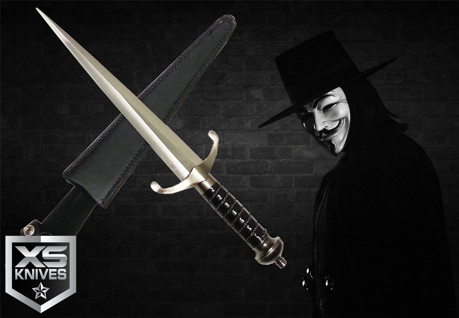 18" Stainless Steel V For Vendetta Dagger Sword With Nylon Sheath