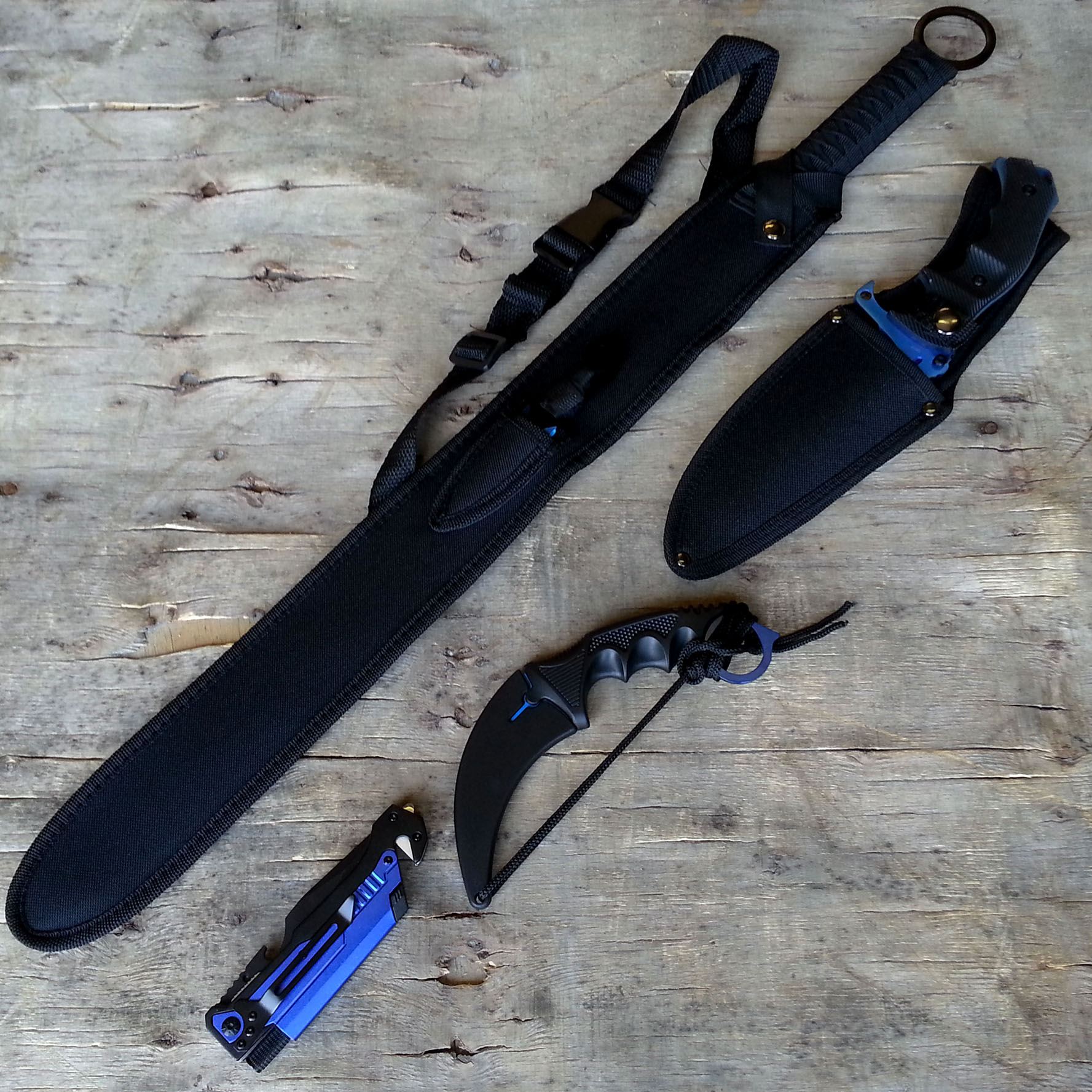 TACTICAL CSGO Blue MultiFunctional Karambit Hunting Throwing Knife eBay