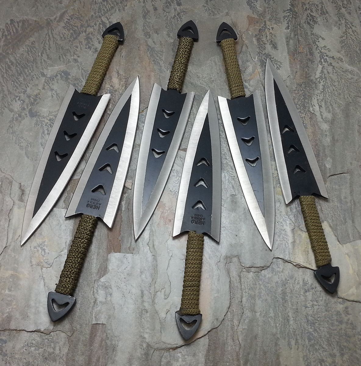 6.5" 6pc SET Paracord Wrapped Arrowhead Throwing Knives w/ Nylon Sheath eBay