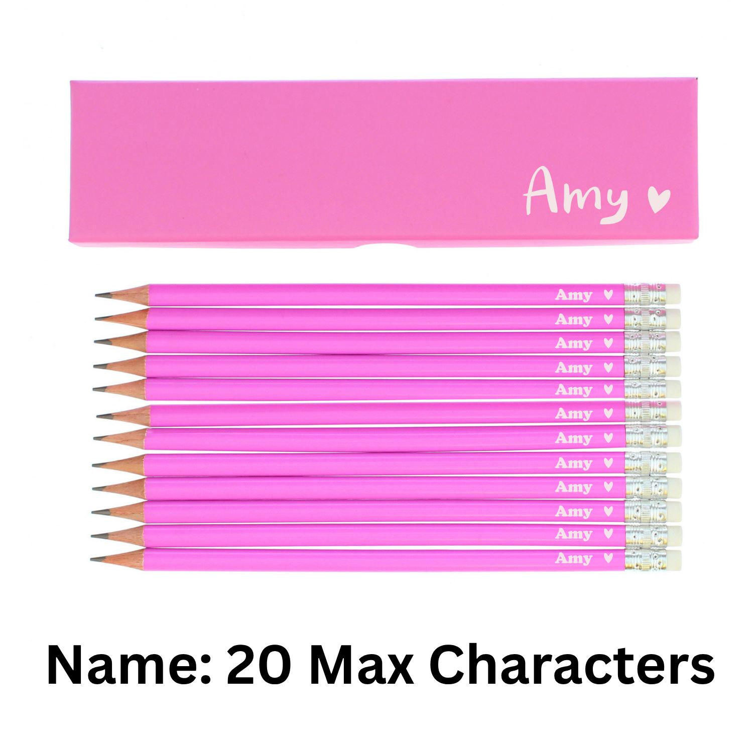 Personalisierte rosa HB Bleistifte individuelle Namen Bleistift Sets mit Geschenkbox Kinder Lehrer - Bild 5 von 11