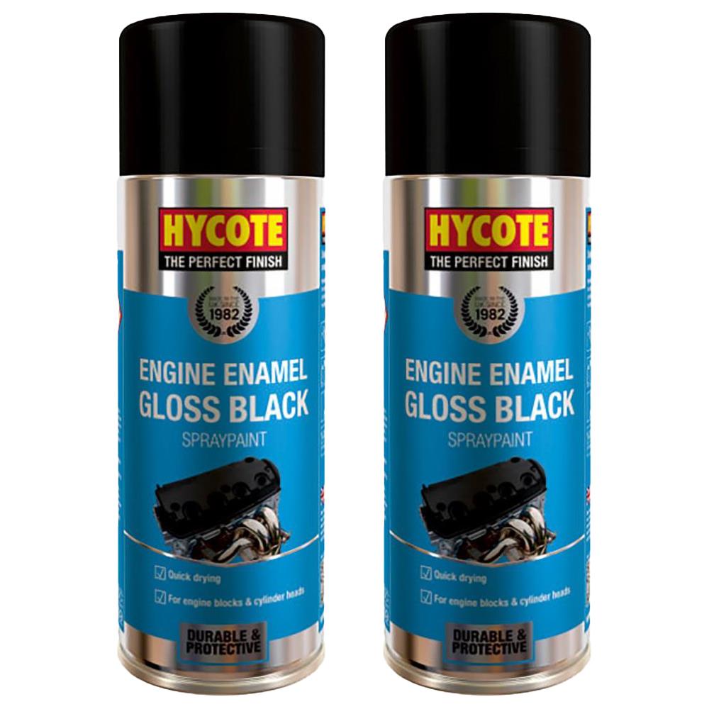 2X Hycote Gloss Black Engine Enamel Spray Paint Aerosol Car Fast Drying