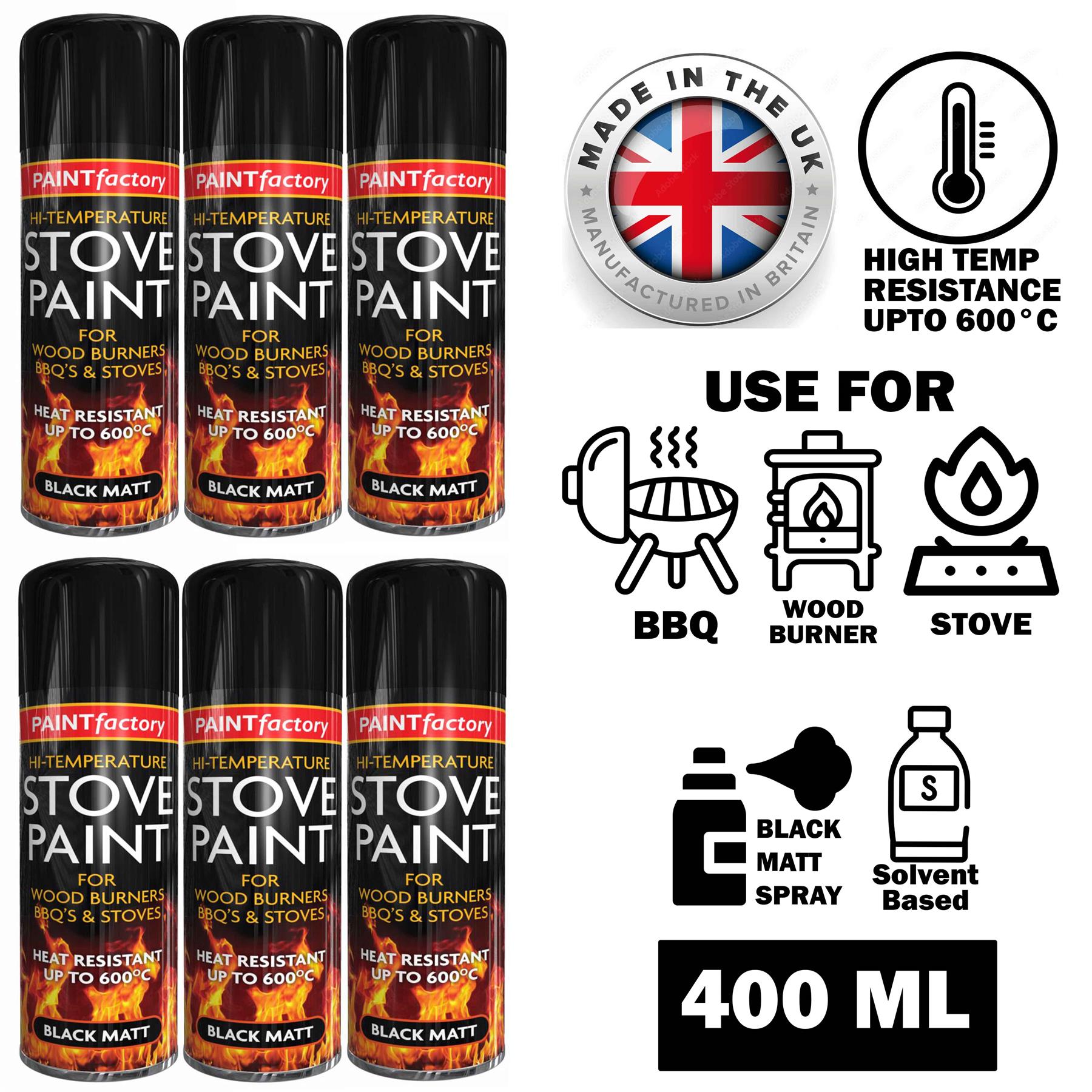Heat Resistant Matt Black Spray Paint Stove High Temperature paint - 400ml - Picture 6 of 7