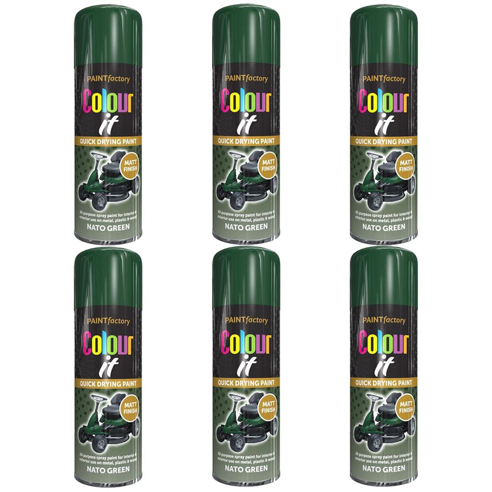 6X Nato Green Matt Spray Paint Aerosol Auto Car Lacquer Wood Metal
