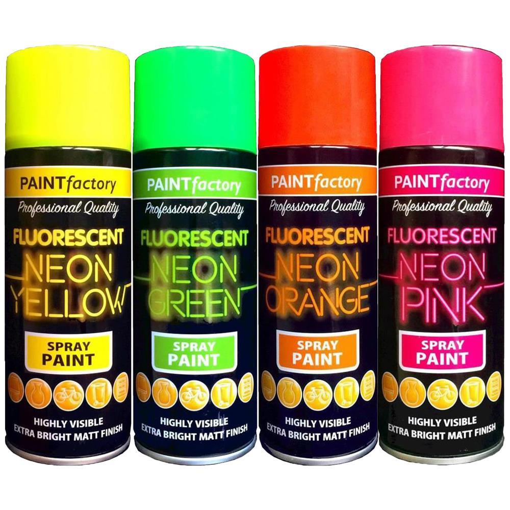 Fluorescent Bright Neon Spray Paint Aerosol DIY Matt Hi Vis Safety