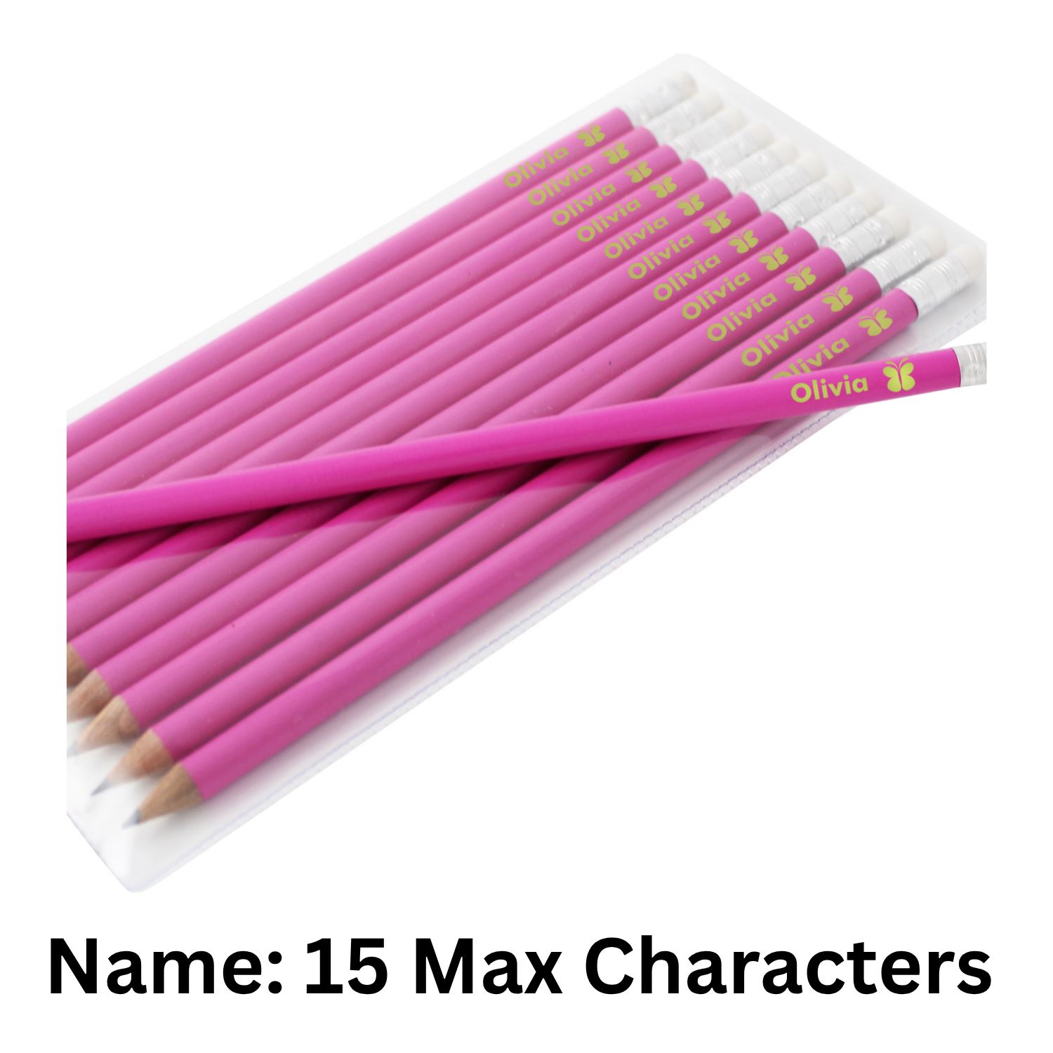 Personalisierte rosa HB Bleistifte individuelle Namen Bleistift Sets mit Geschenkbox Kinder Lehrer - Bild 3 von 11