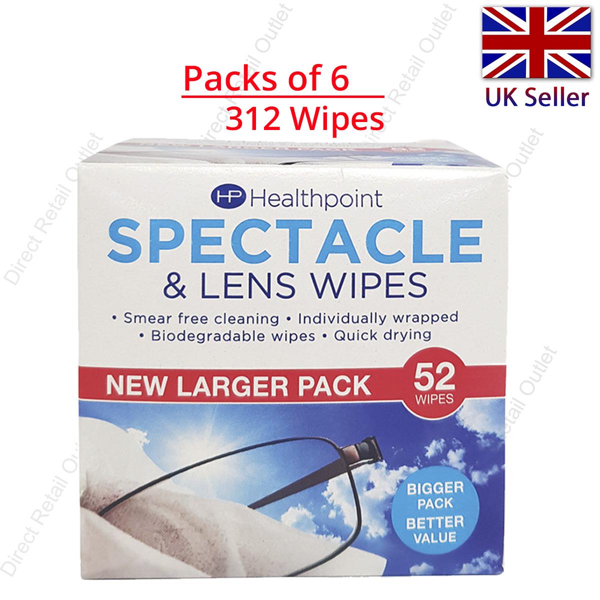 Healthpoint Spectacle Lens cleaning Wipes Glasses Sunglasses Smear Free