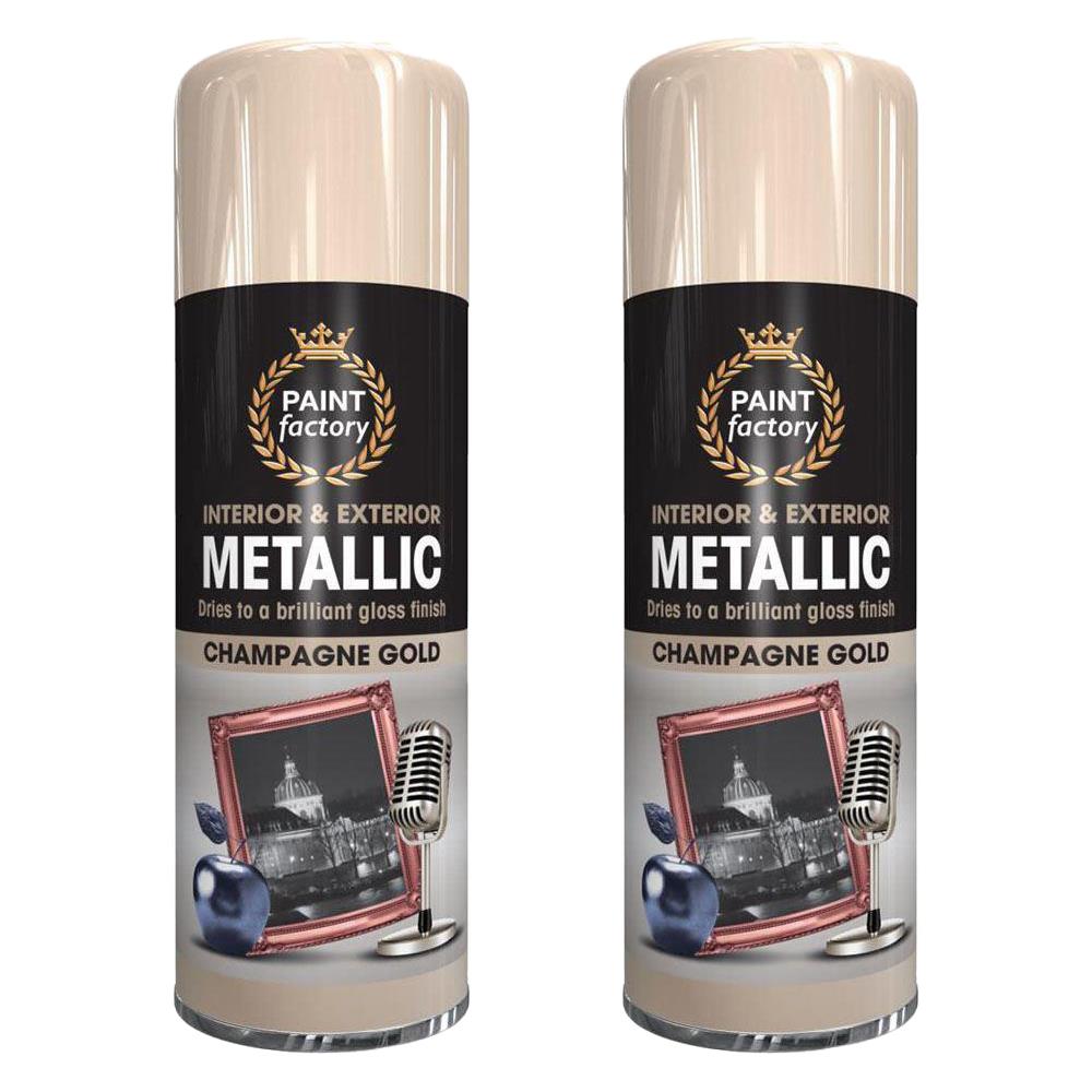 2X Champagne Gold Metallic Spray Paint Aerosol Auto Matt Gloss Wood