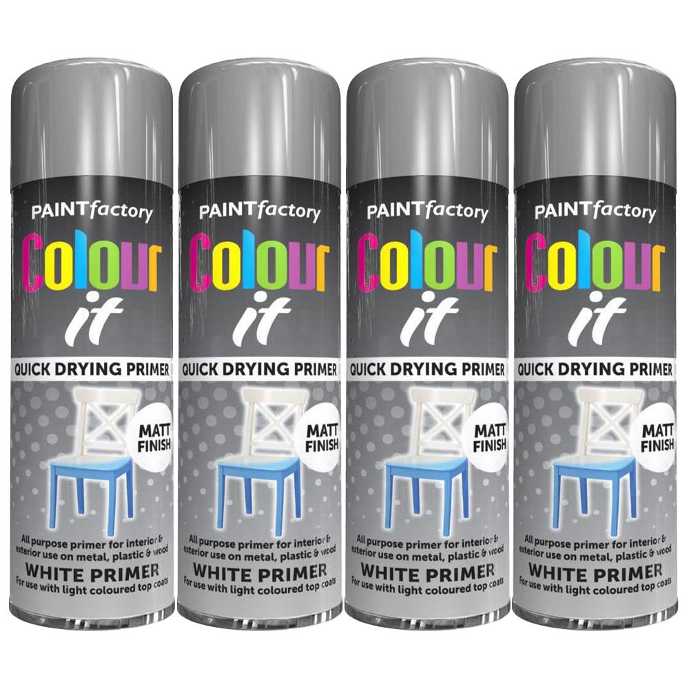 4X White Primer Spray Paint Aerosol Auto Car Wood Metal 250ml eBay