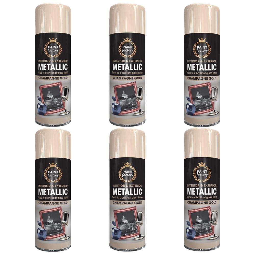 6X Champagne Gold Metallic Spray Paint Aerosol Auto Matt Gloss Wood