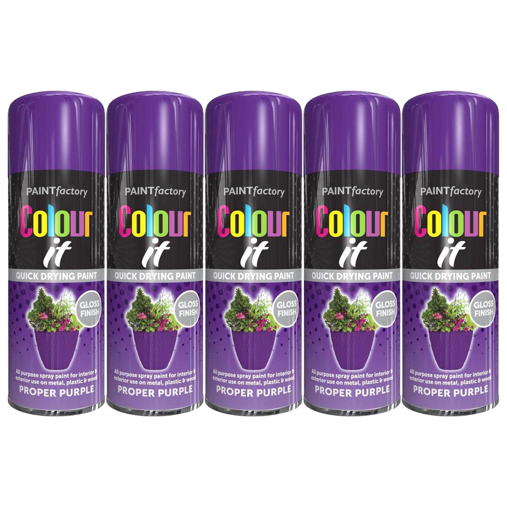 5X Purple Gloss Spray Paint Aerosol Auto Car Lacquer Wood Metal 400ml
