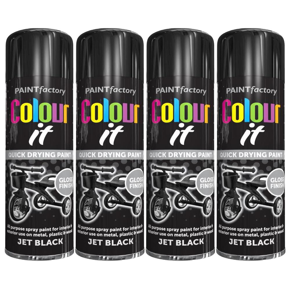 4X Black Gloss Spray Paint Aerosol Auto Car Lacquer Wood Metal 250ml eBay