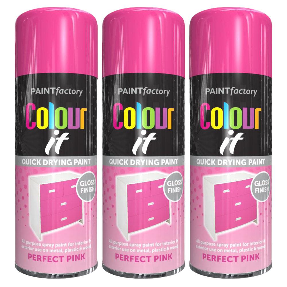3X Pink Gloss Spray Paint Aerosol Auto Car Lacquer Wood Metal 250ml eBay
