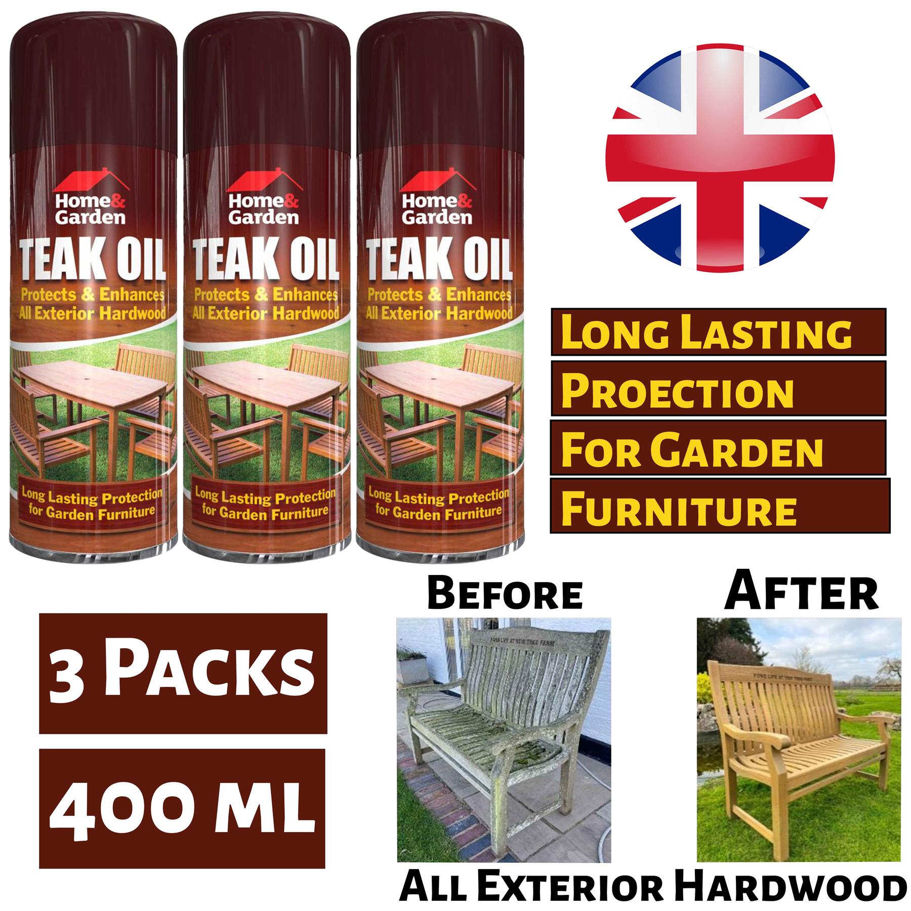 400ml Teak Oil Spray Garden Furniture Hardwood Decking Protection Care