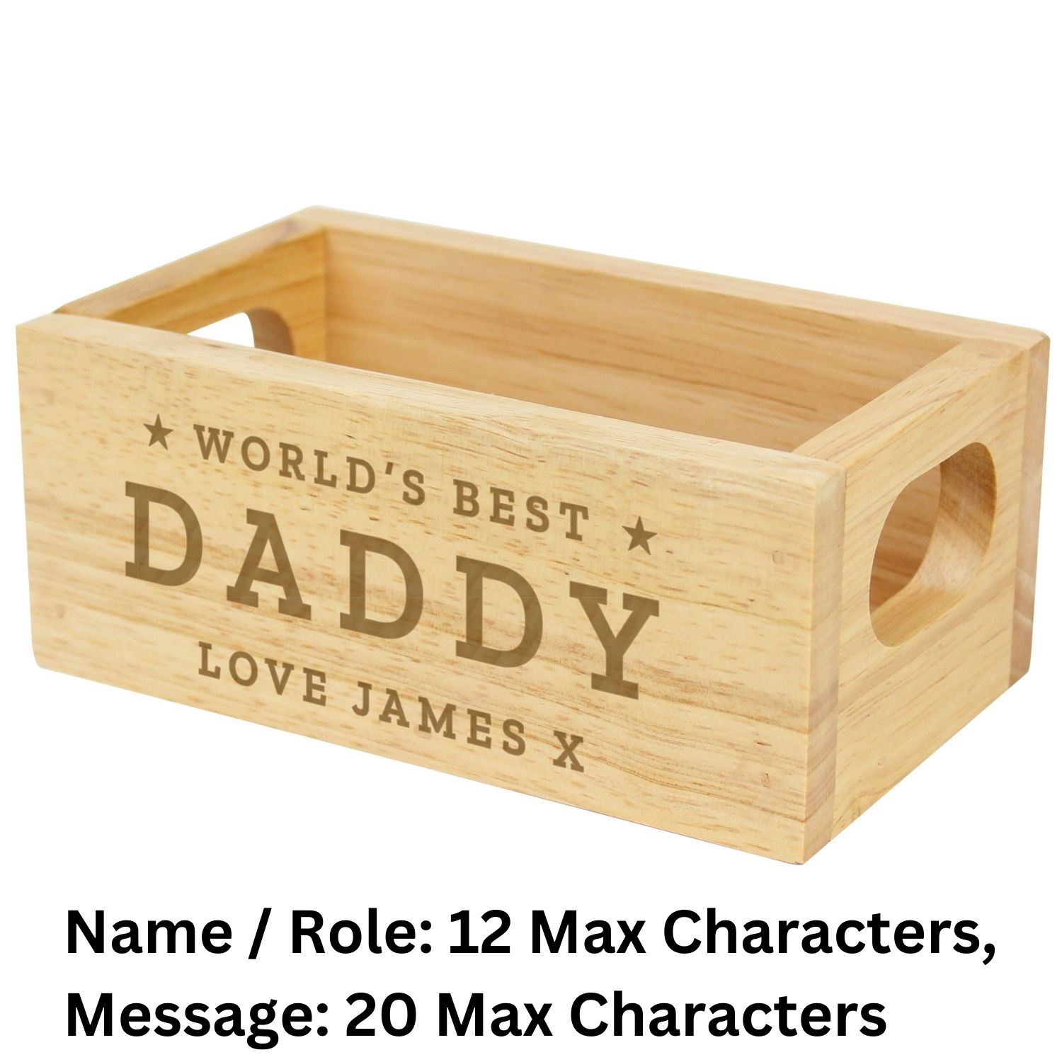Personalised Storage Wooden Crate Custom Text Organisation Gift for Home