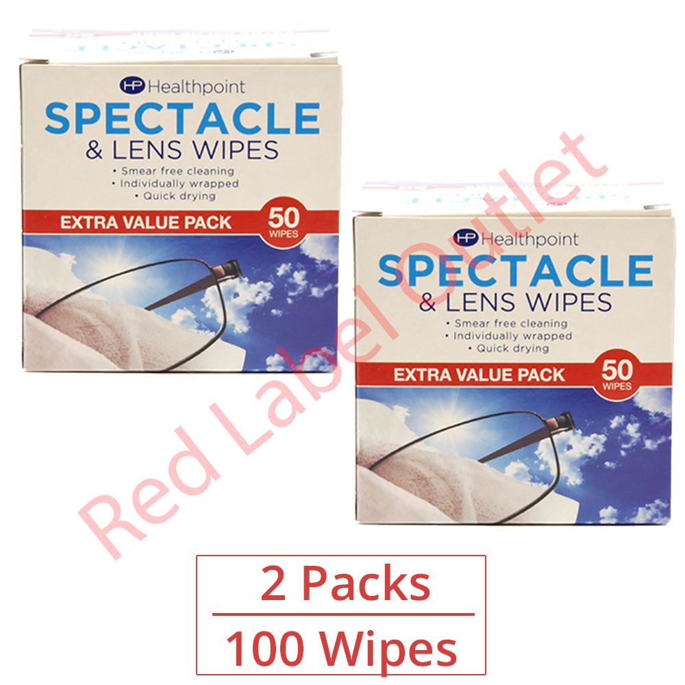 Healthpoint Spectacle Lens cleaning Wipes Glasses Sunglasses Smear Free
