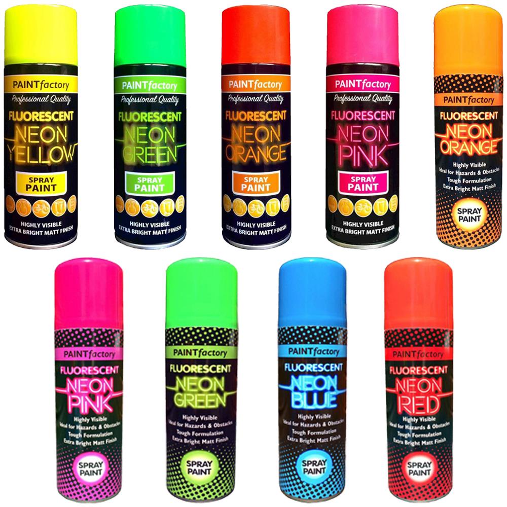 Fluorescent Bright Neon Spray Paint Aerosol Diy Matt Hi Vis Safety