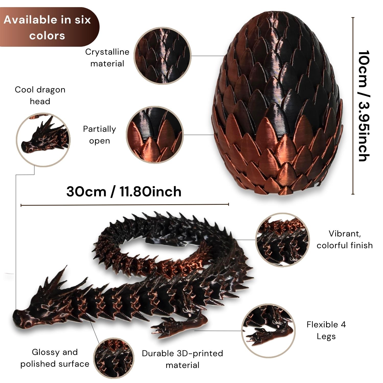 3D Printed Crystal Dragon Egg Full Articulated Surprise Dragons Fidget Gift Toy - Picture 7 of 14