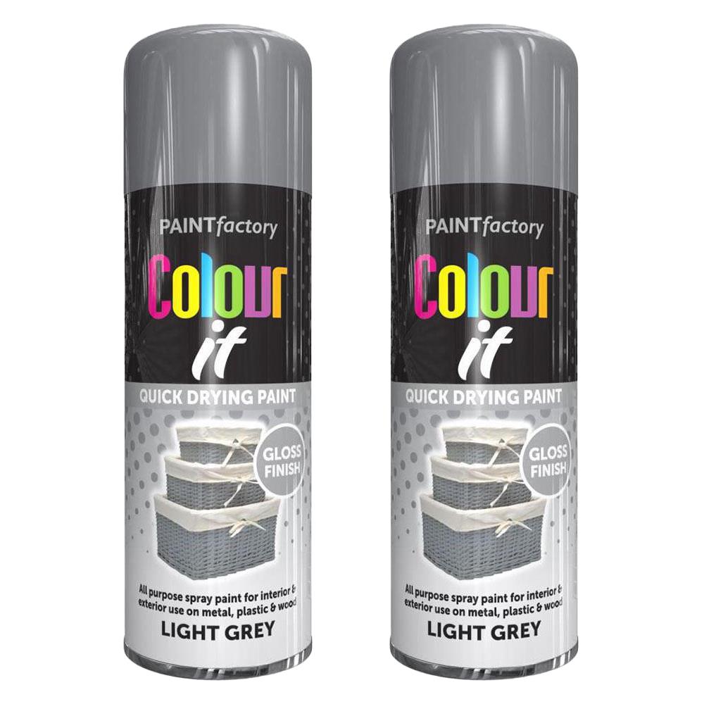 2X Light Grey Gloss Spray Paint Aerosol Auto Car Lacquer Wood Metal 400ml 5055319526838 eBay