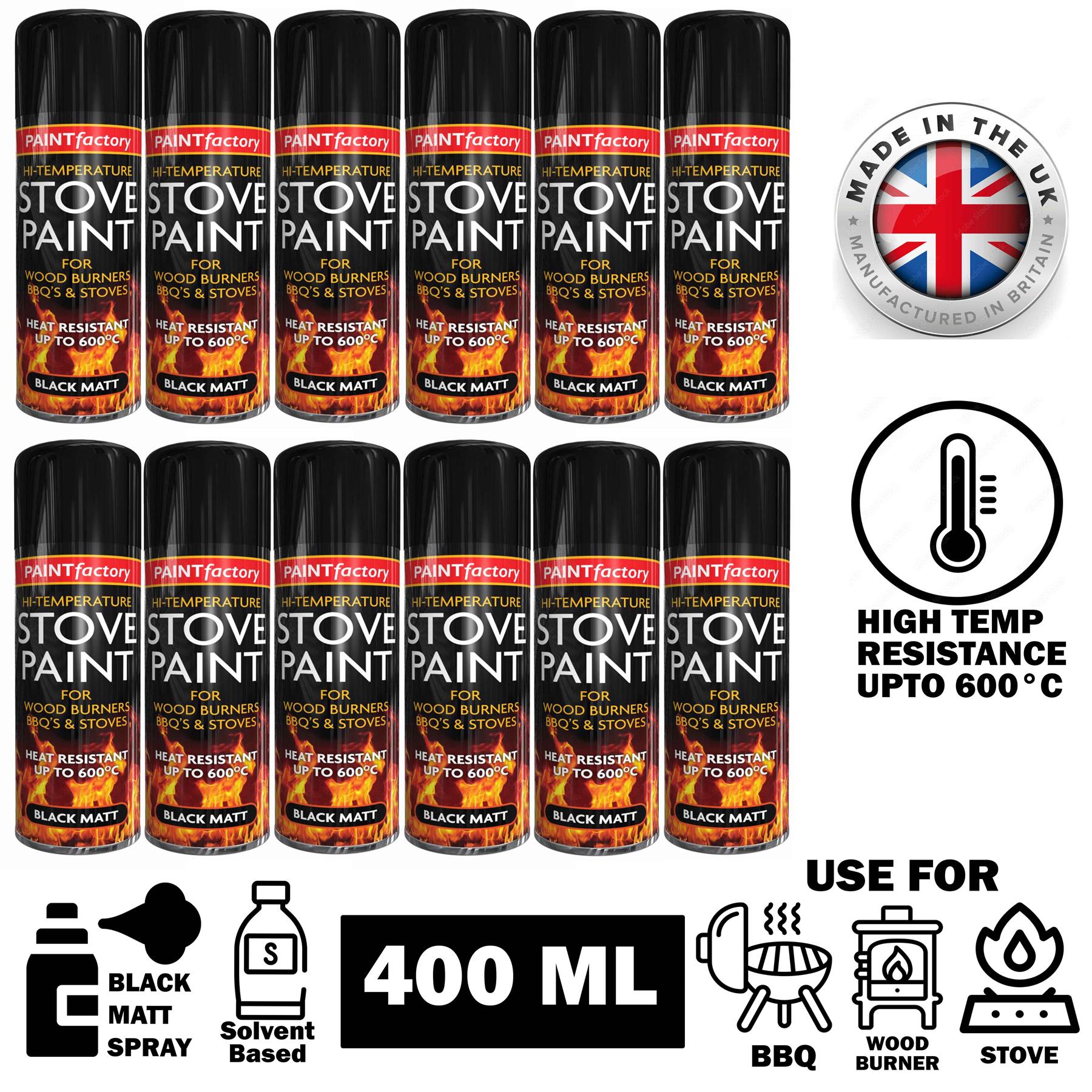 Heat Resistant Matt Black Spray Paint Stove High Temperature paint - 400ml - Picture 7 of 7