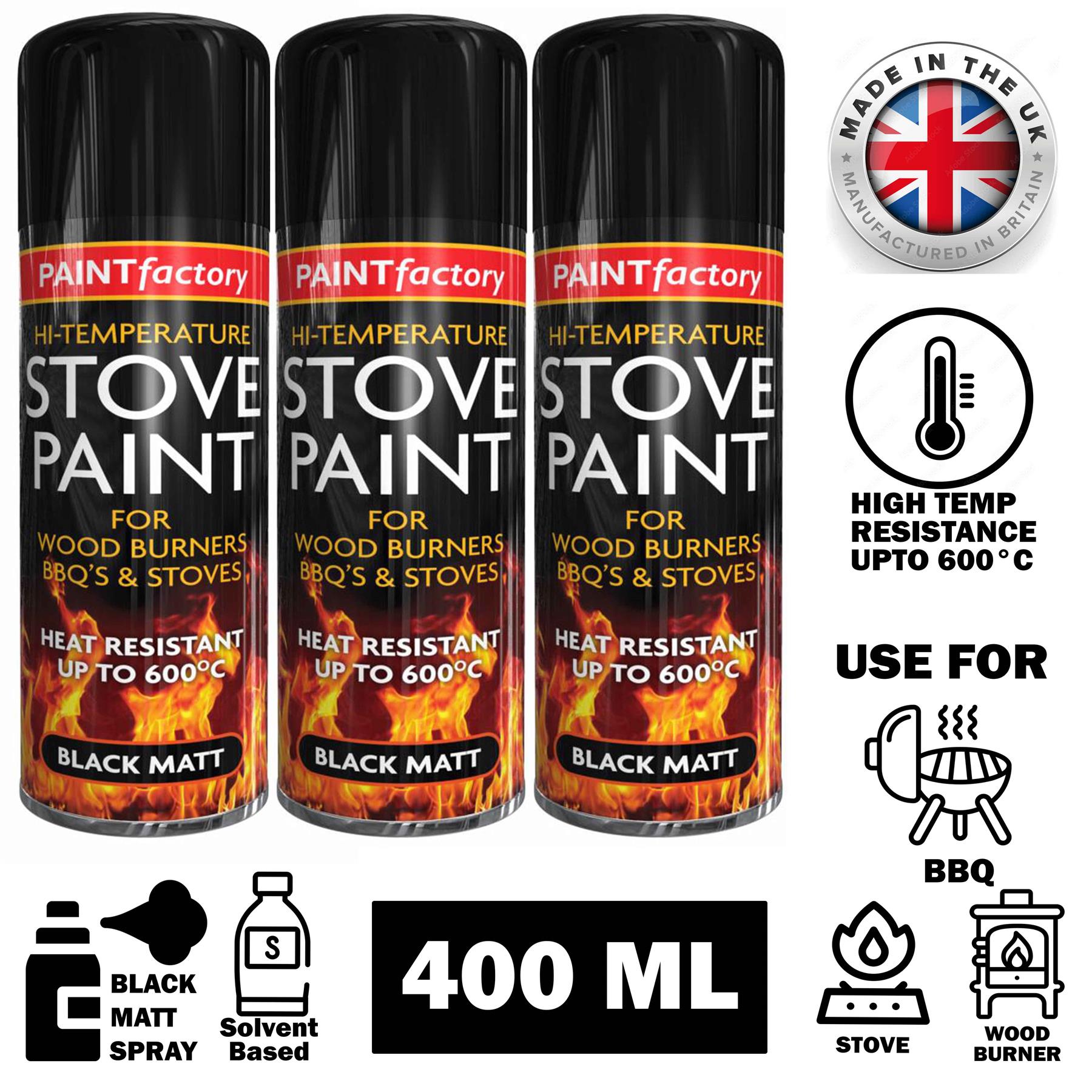 Heat Resistant Matt Black Spray Paint Stove High Temperature paint - 400ml - Picture 4 of 7