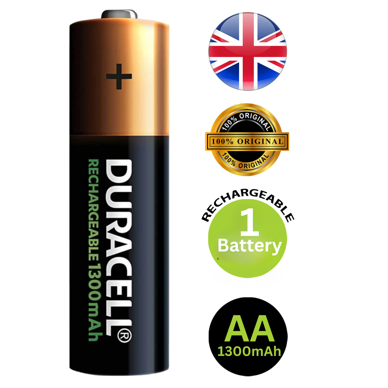 S6890 Duracell AA 1300mAh Recharge - Picture 2 of 6