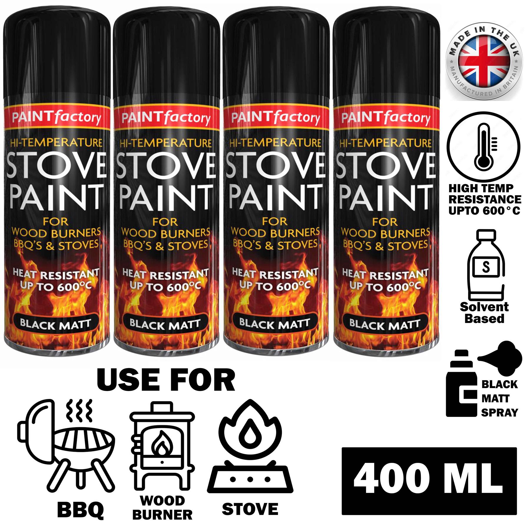 Heat Resistant Matt Black Spray Paint Stove High Temperature paint - 400ml - Picture 5 of 7