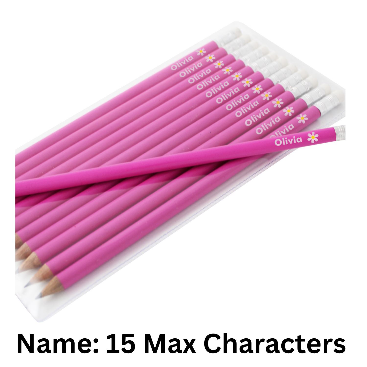 Personalisierte rosa HB Bleistifte individuelle Namen Bleistift Sets mit Geschenkbox Kinder Lehrer - Bild 4 von 11